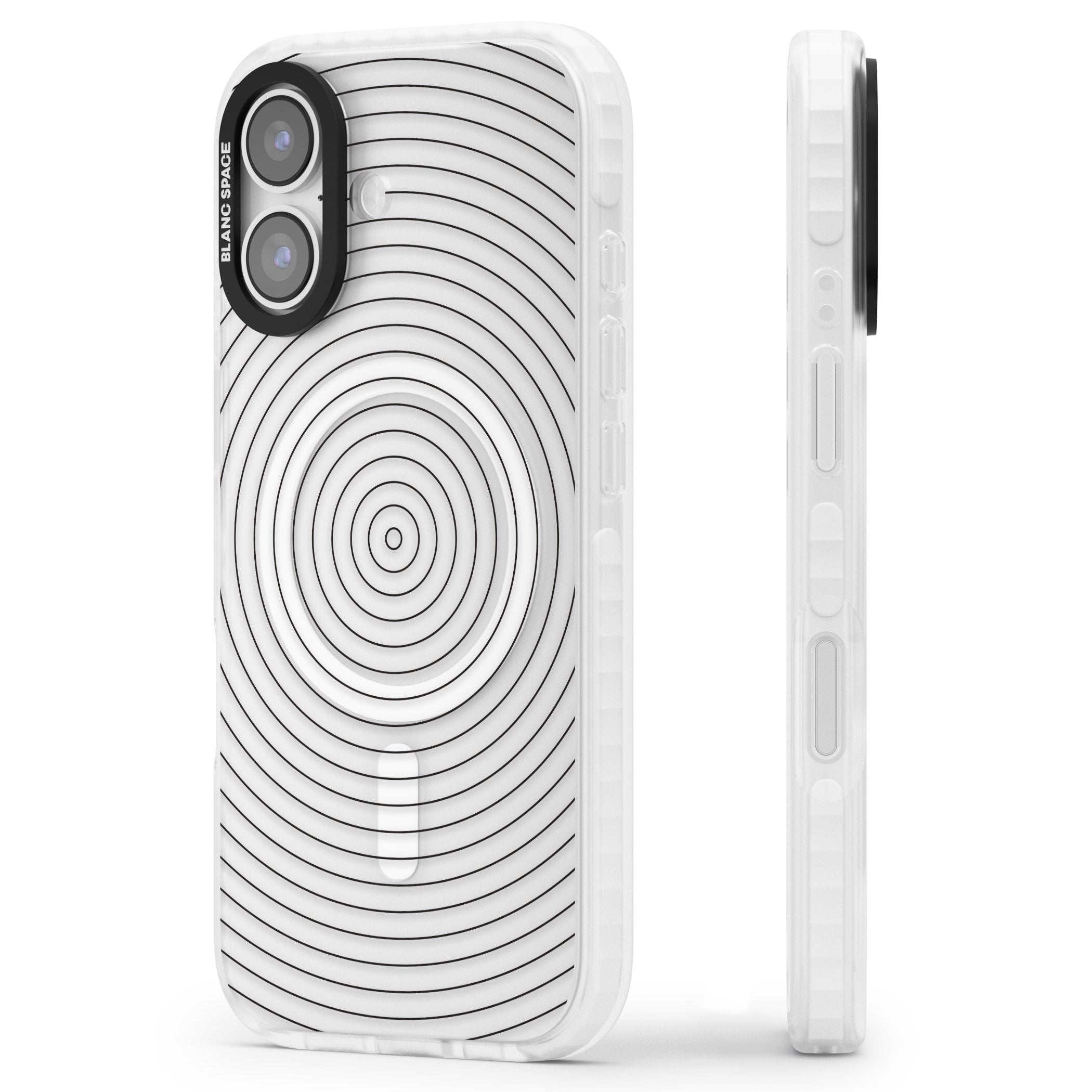 Concentric Lines: Monochrome Vibes iPhone 17 Impact Pro Clear Phone Case Side Profile