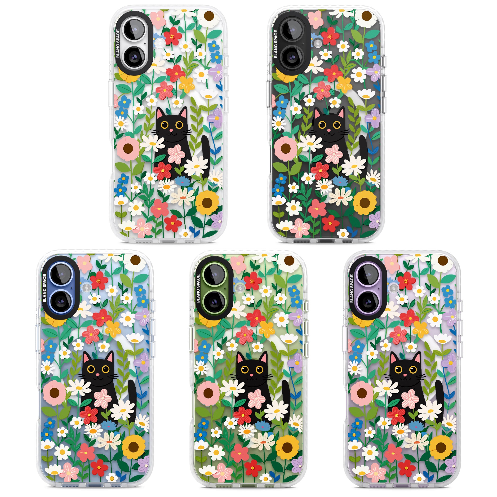 Whiskers & Wildflowers Cat iPhone 17 Impact Pro Clear Phone Case APT Impact Protection