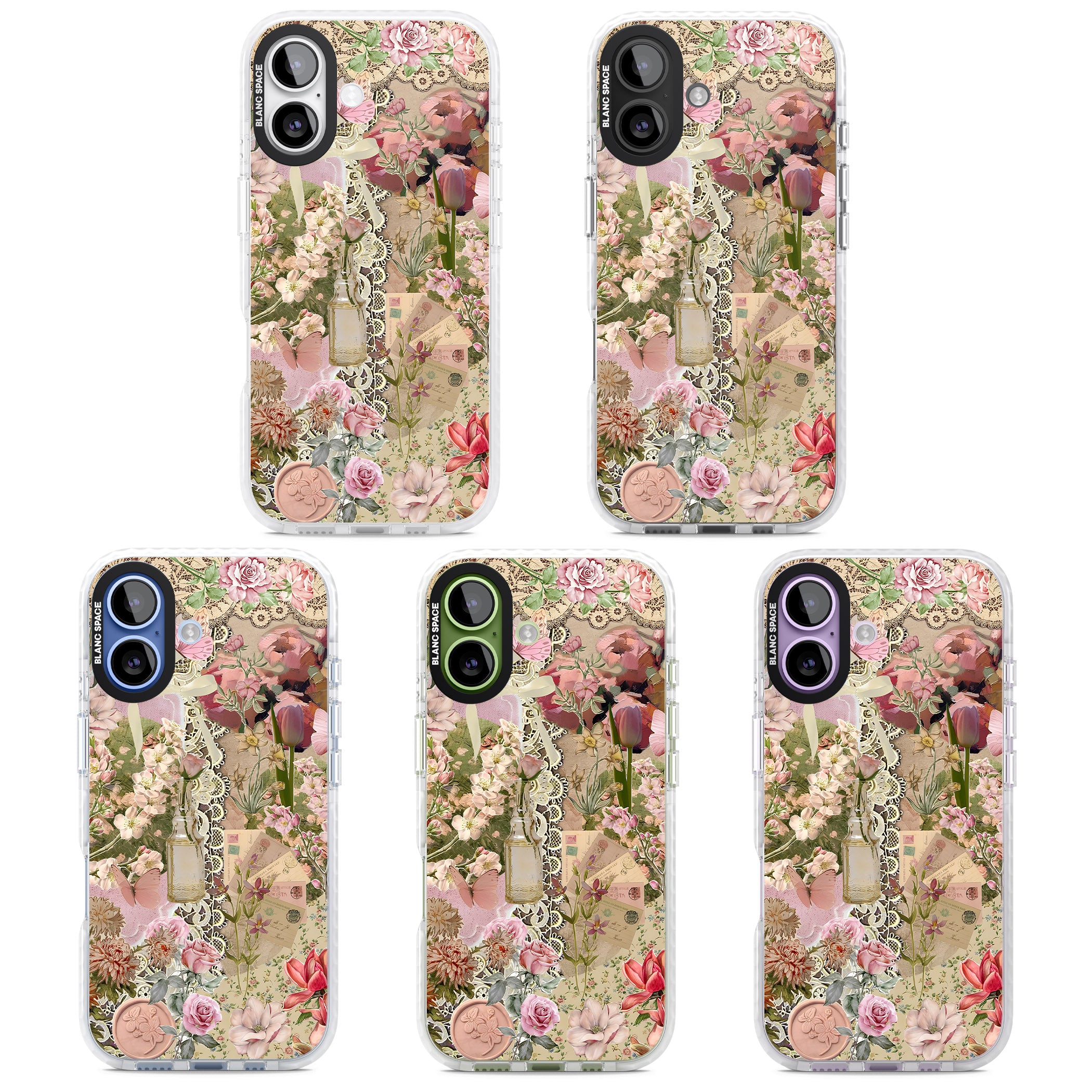 Soft Pink Flower Collage iPhone 17 Impact Pro Clear Phone Case APT Impact Protection