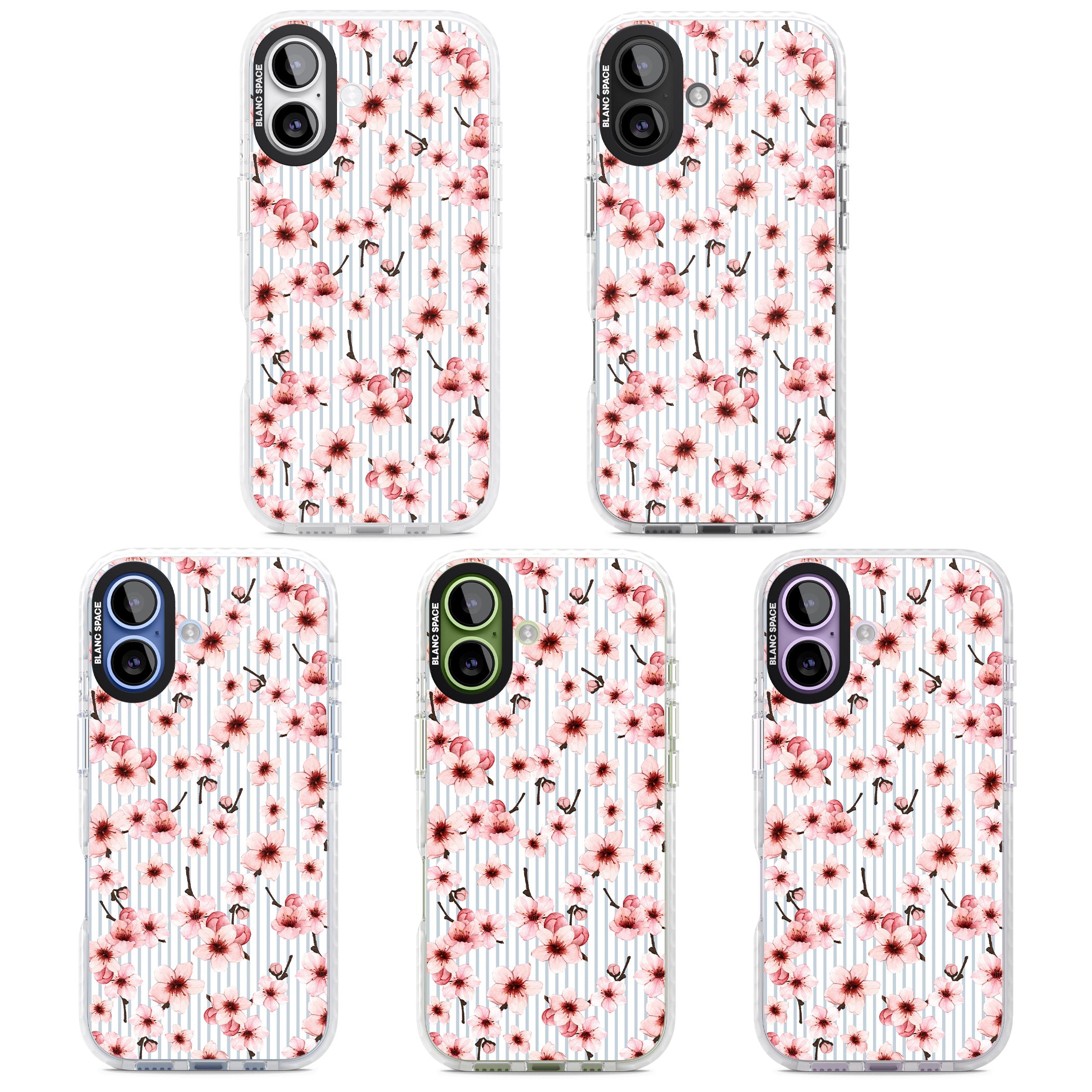 Cherry Blossoms Striped iPhone 17 Impact Pro Clear Phone Case APT Impact Protection