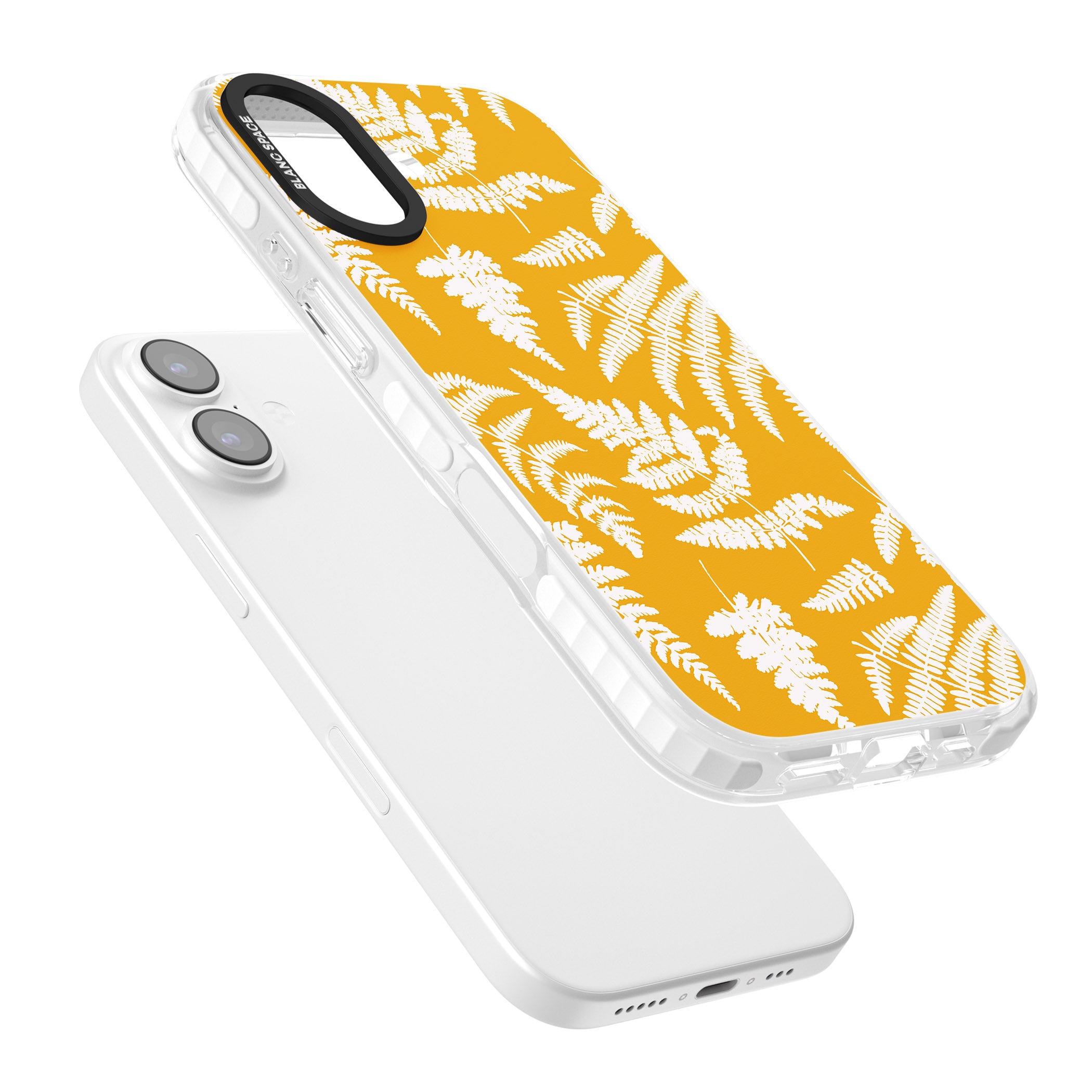 Fern Pattern On Yellow iPhone 17 Impact Pro Clear Phone Case Colours
