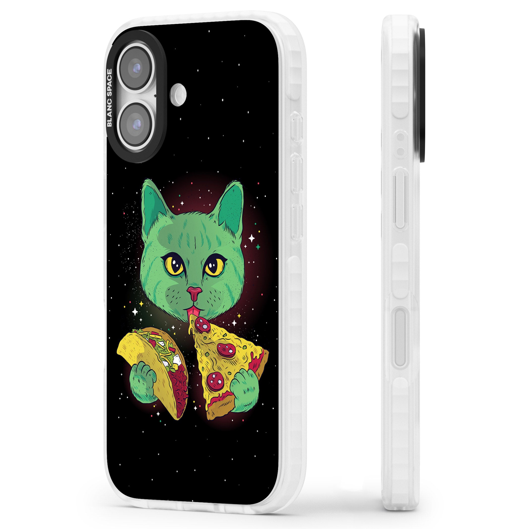Pizza Purr iPhone 17 Impact Pro Clear Phone Case Side Profile