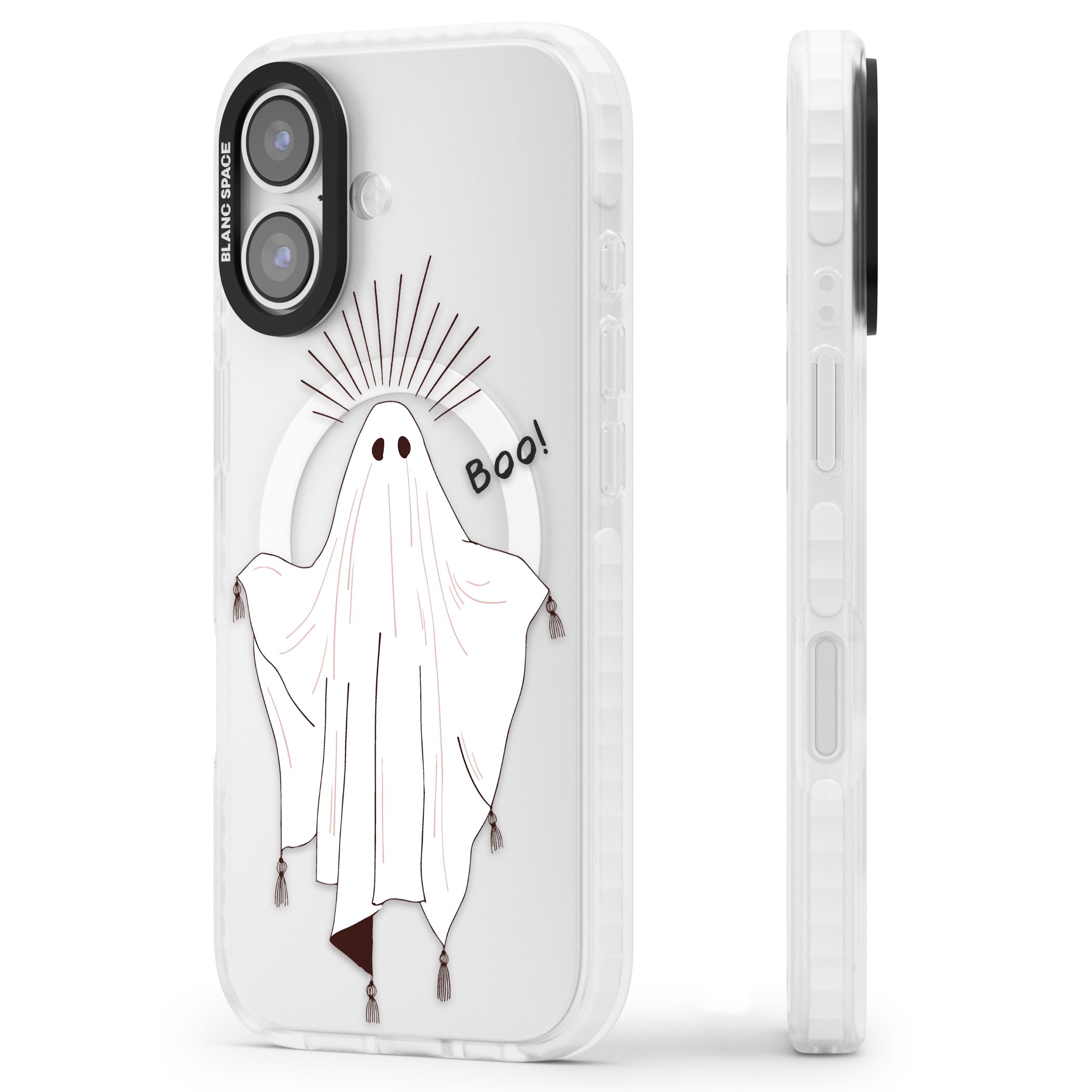 Boo! iPhone 17 Impact Pro Clear Phone Case Side Profile