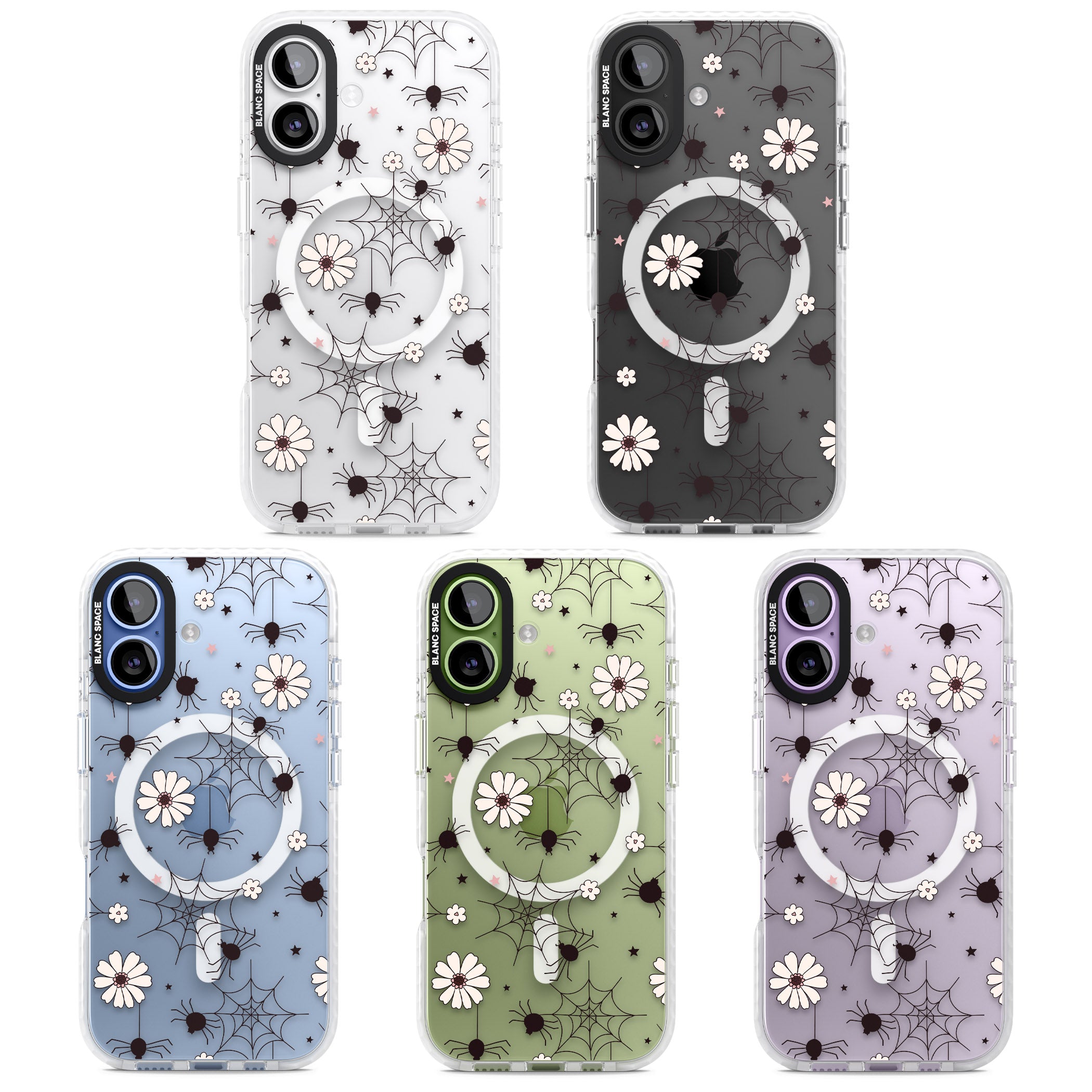 Spiders And Flowers Pattern iPhone 17 Impact Pro Clear Phone Case APT Impact Protection