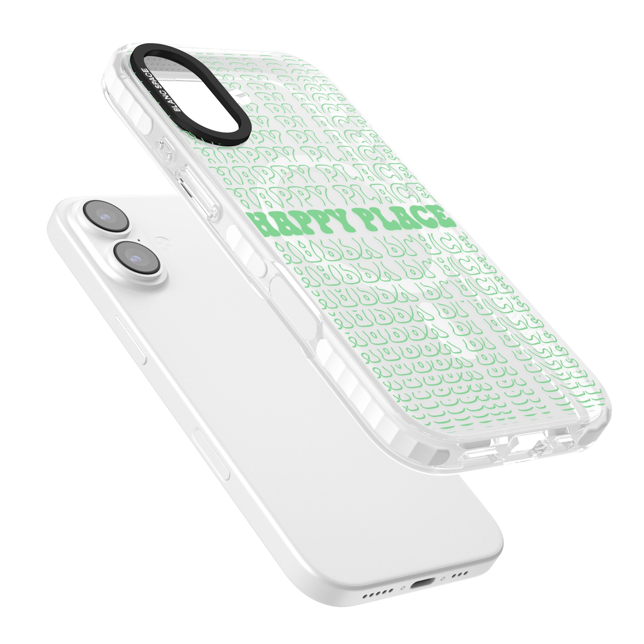 Happy Place (Green) iPhone 17 Impact Pro Clear Phone Case Colours