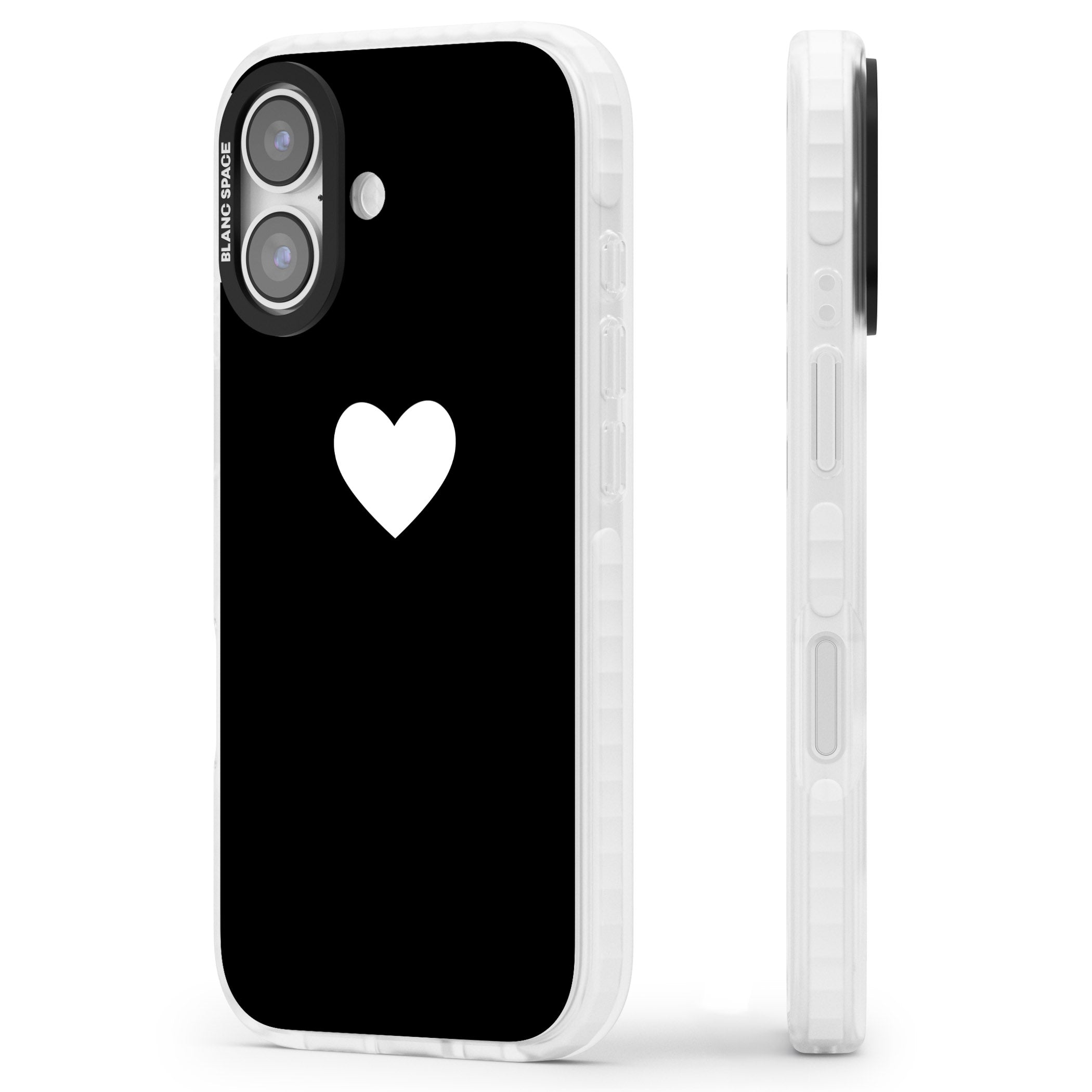 Single Heart Design: White & iPhone 17 Impact Pro Clear Phone Case Side Profile