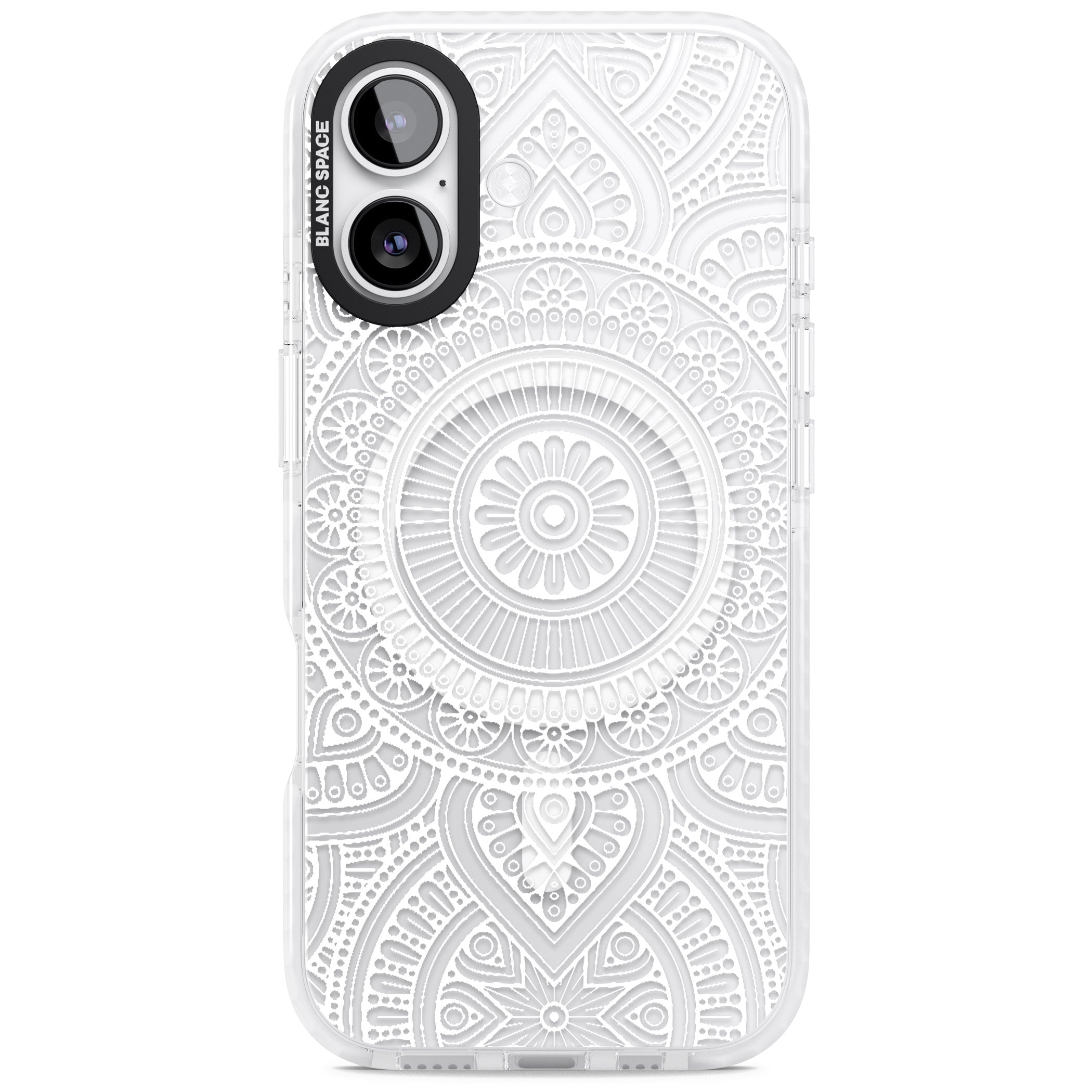 White Henna Flower Wheel iPhone 17 Impact Pro Clear Phone Case