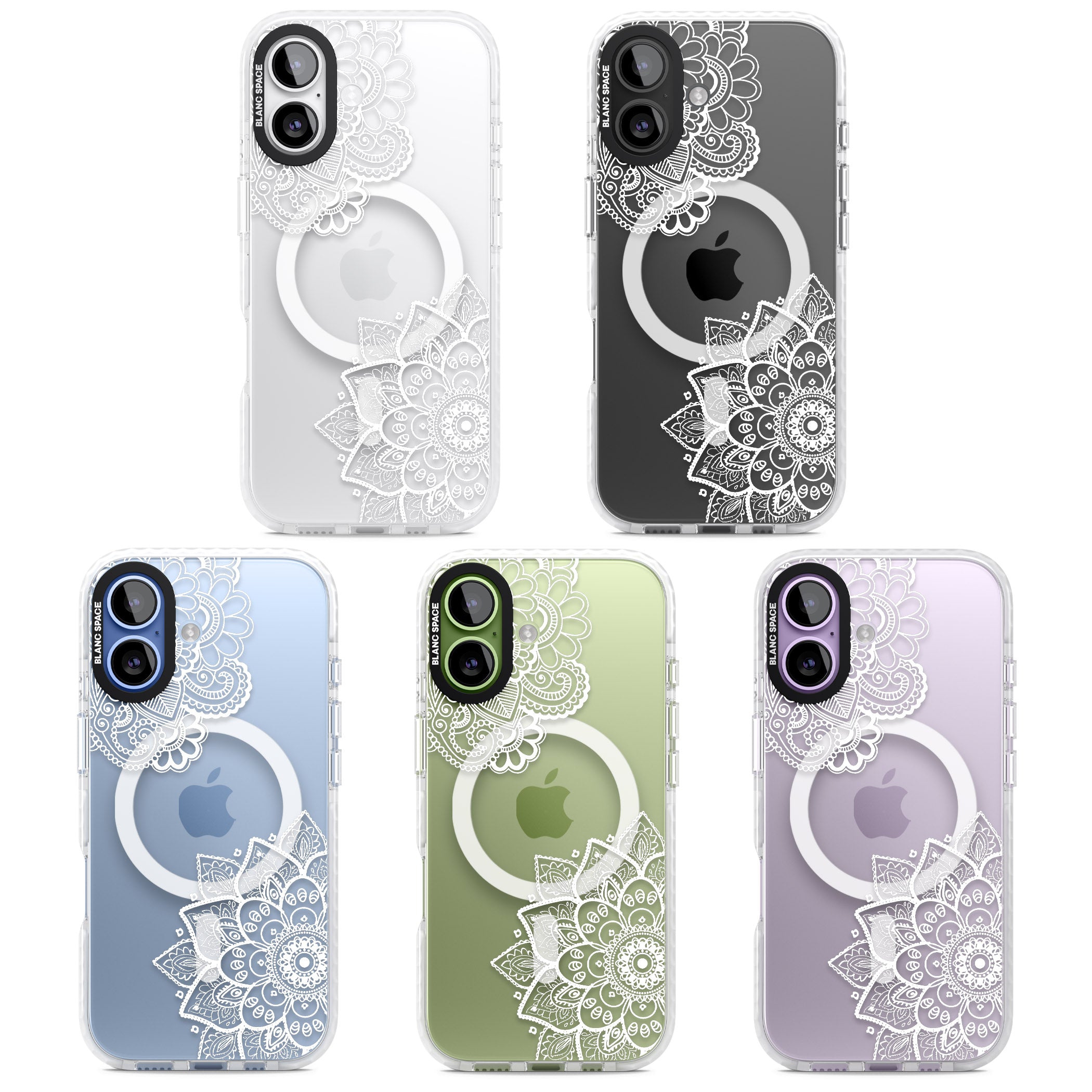 White Henna Florals iPhone 17 Impact Pro Clear Phone Case APT Impact Protection