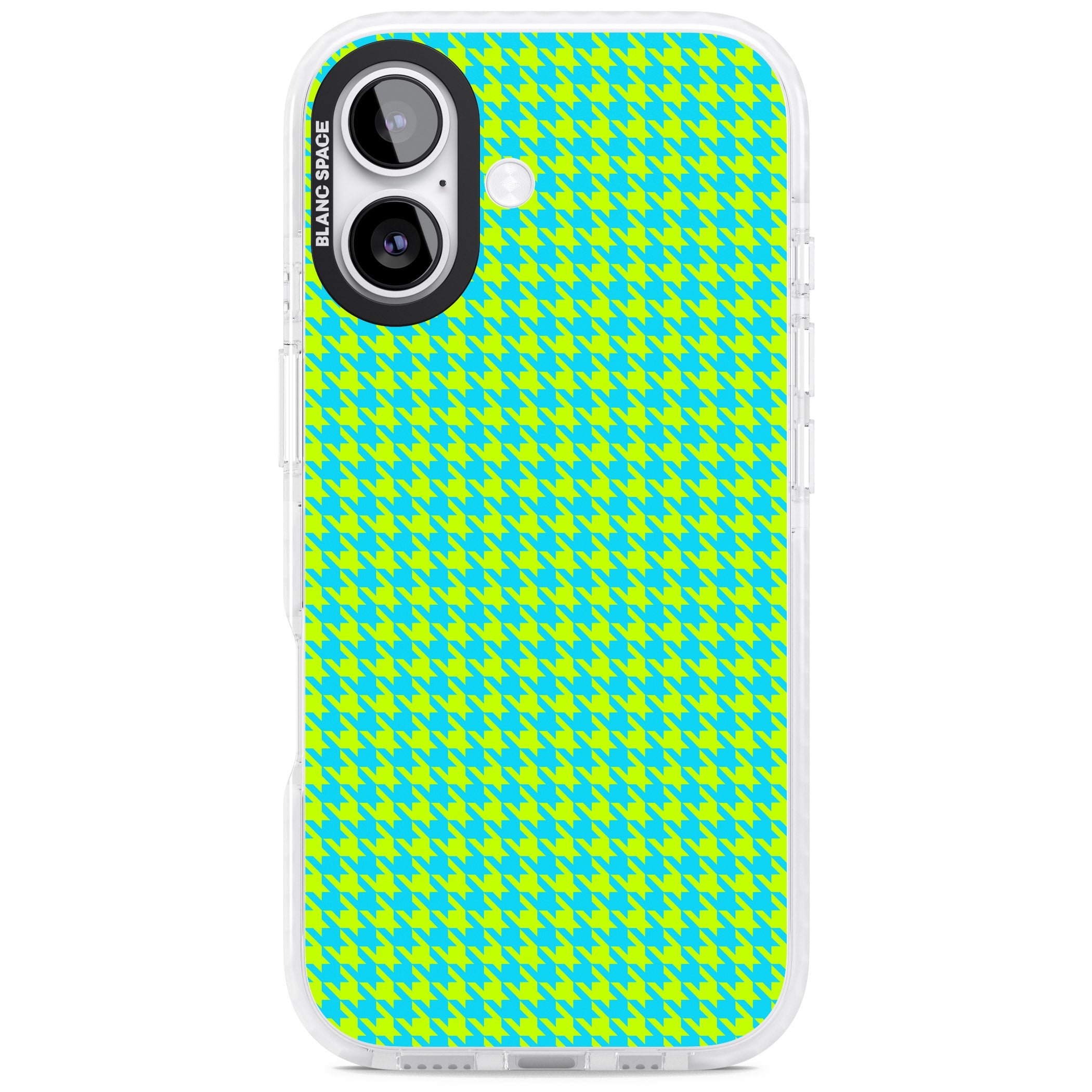 Neon Lime & Turquoise Houndstooth iPhone 17 Impact Pro Clear Phone Case