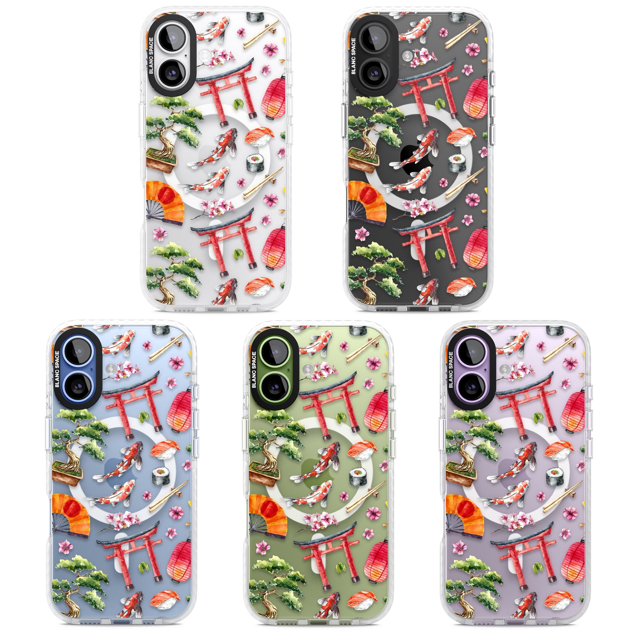 Japanese Watercolor iPhone 17 Impact Pro Clear Phone Case APT Impact Protection