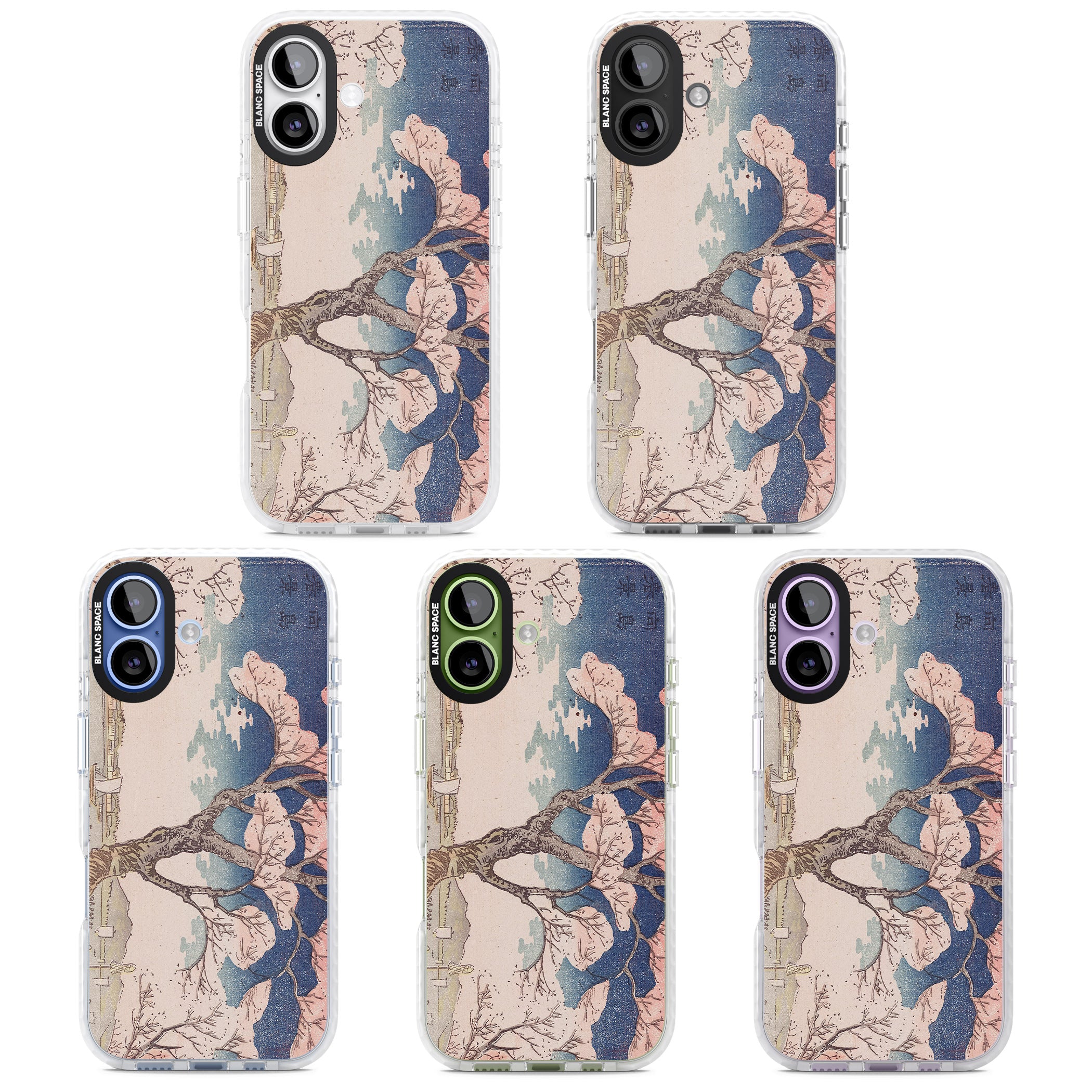 Vintage Japanese Illustrations Cherry Tree iPhone 17 Impact Pro Clear Phone Case APT Impact Protection