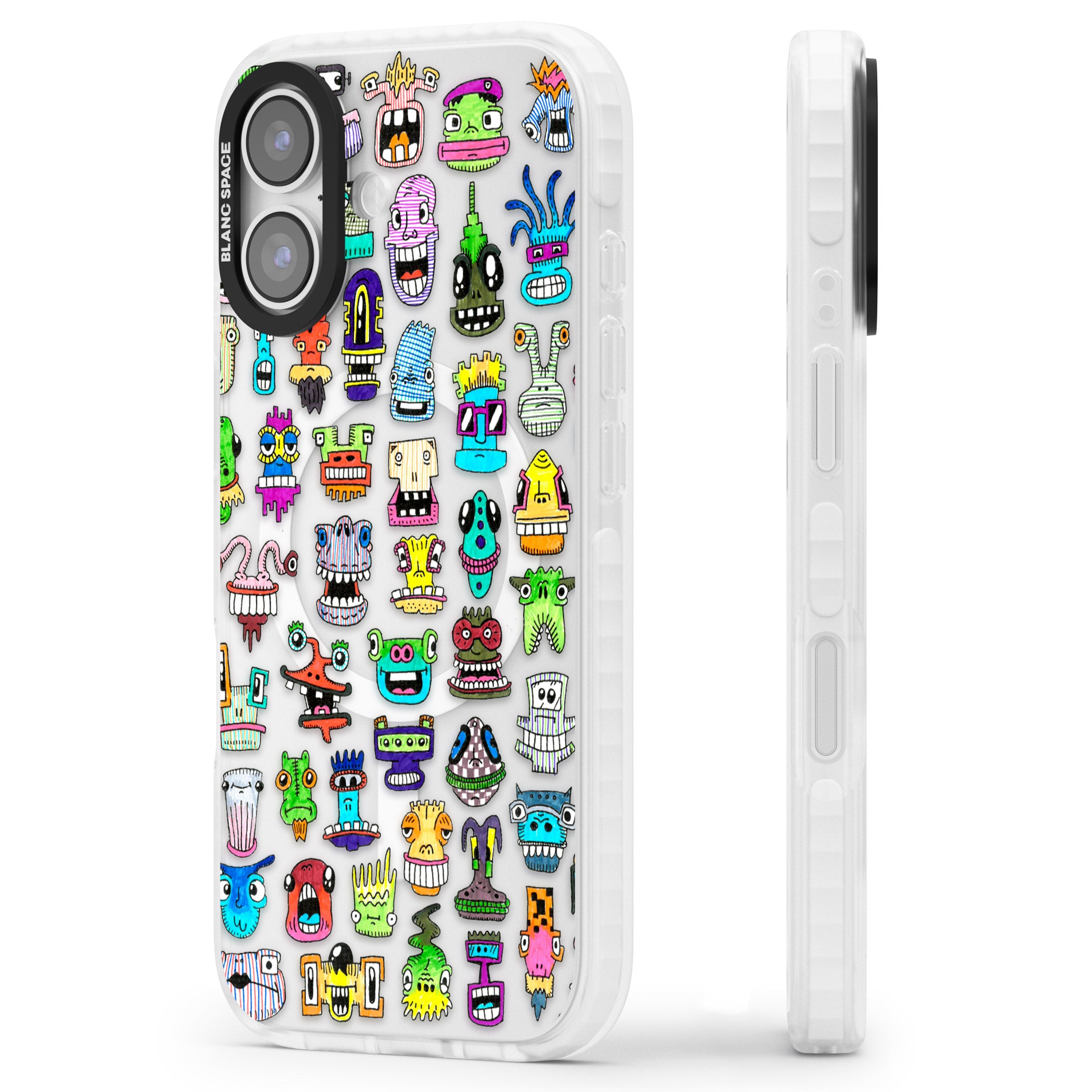 Familiar Faces iPhone 17 Impact Pro Clear Phone Case Side Profile