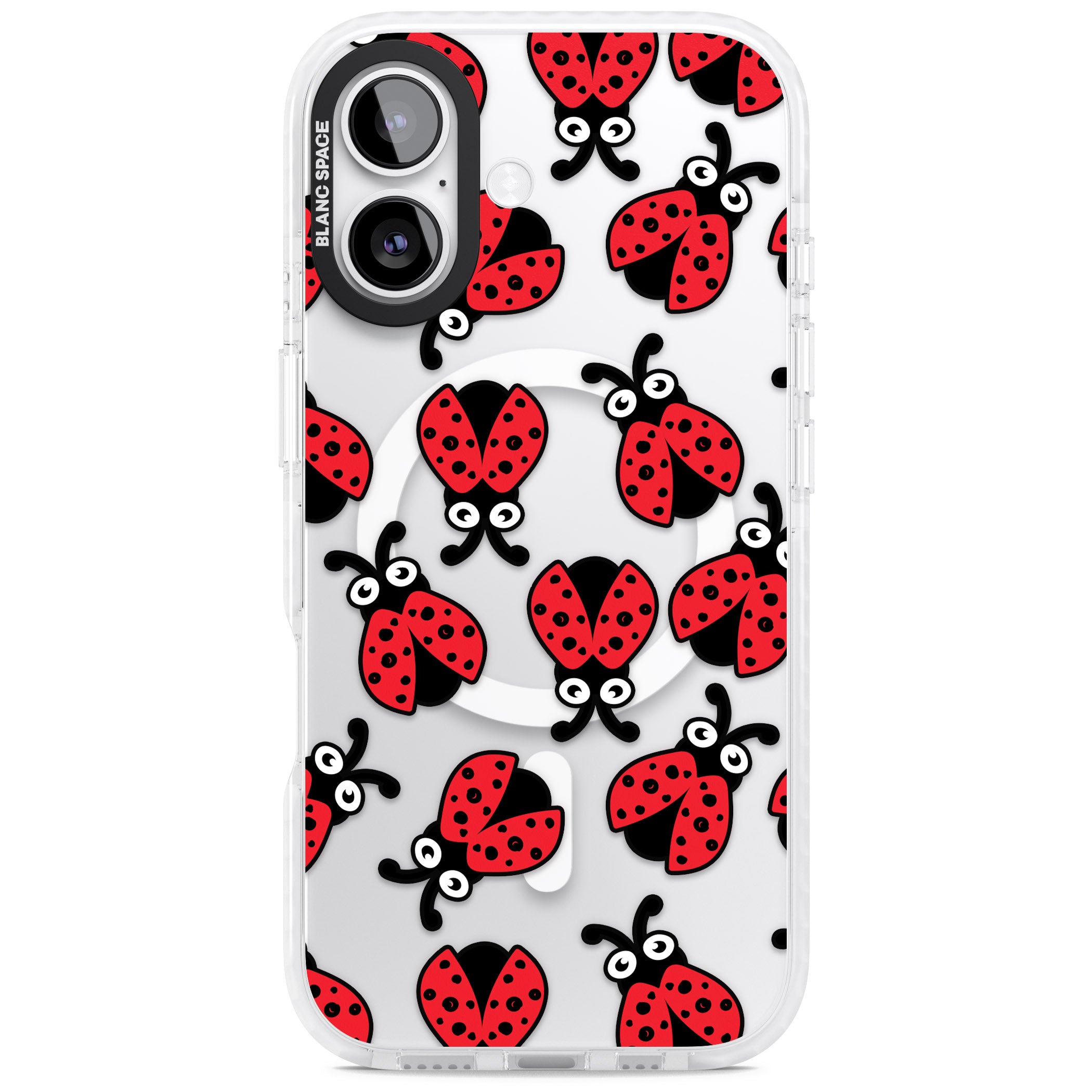 Ladybug Pattern iPhone 17 Impact Pro Clear Phone Case