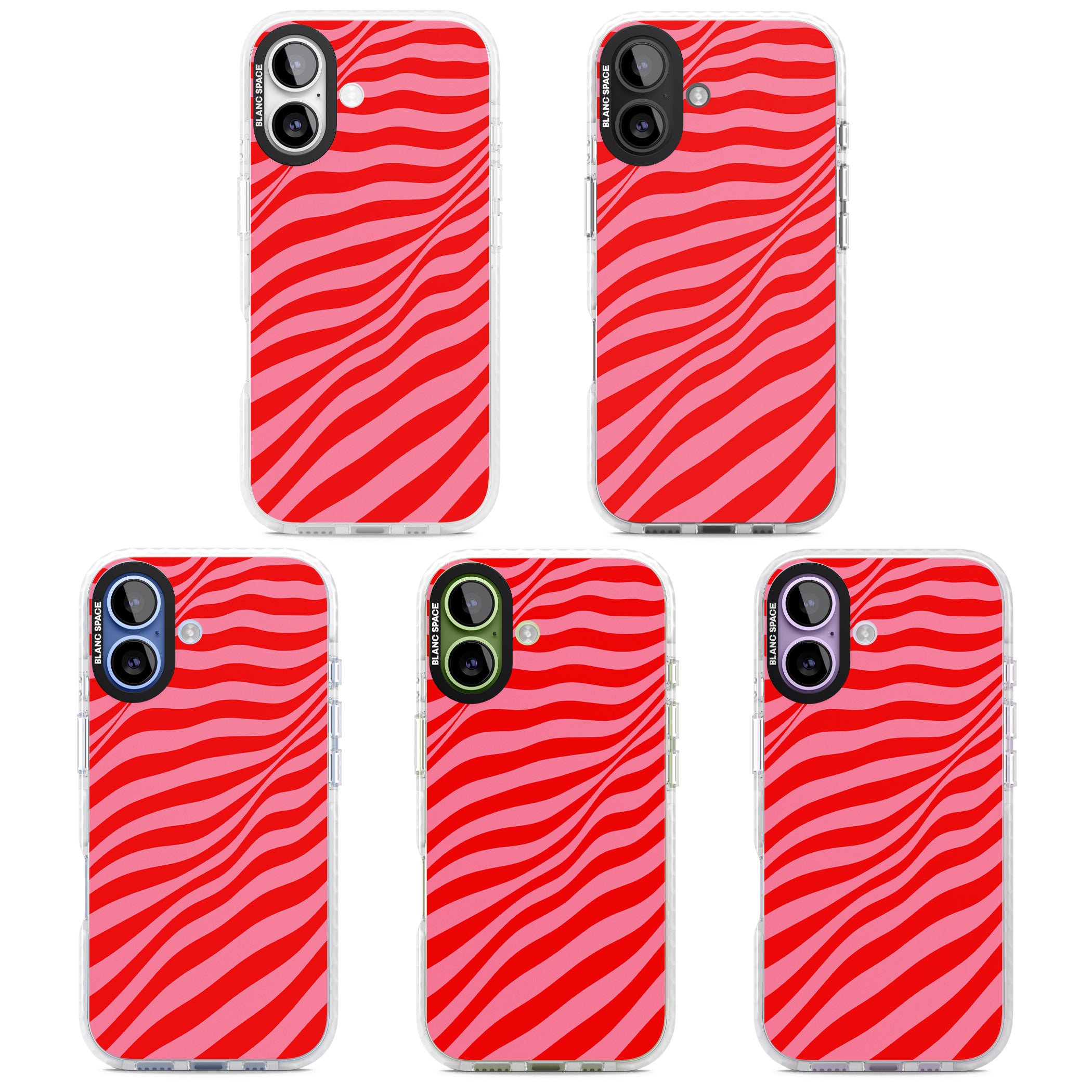 Pink & Red Distorted Line iPhone 17 Impact Pro Clear Phone Case APT Impact Protection