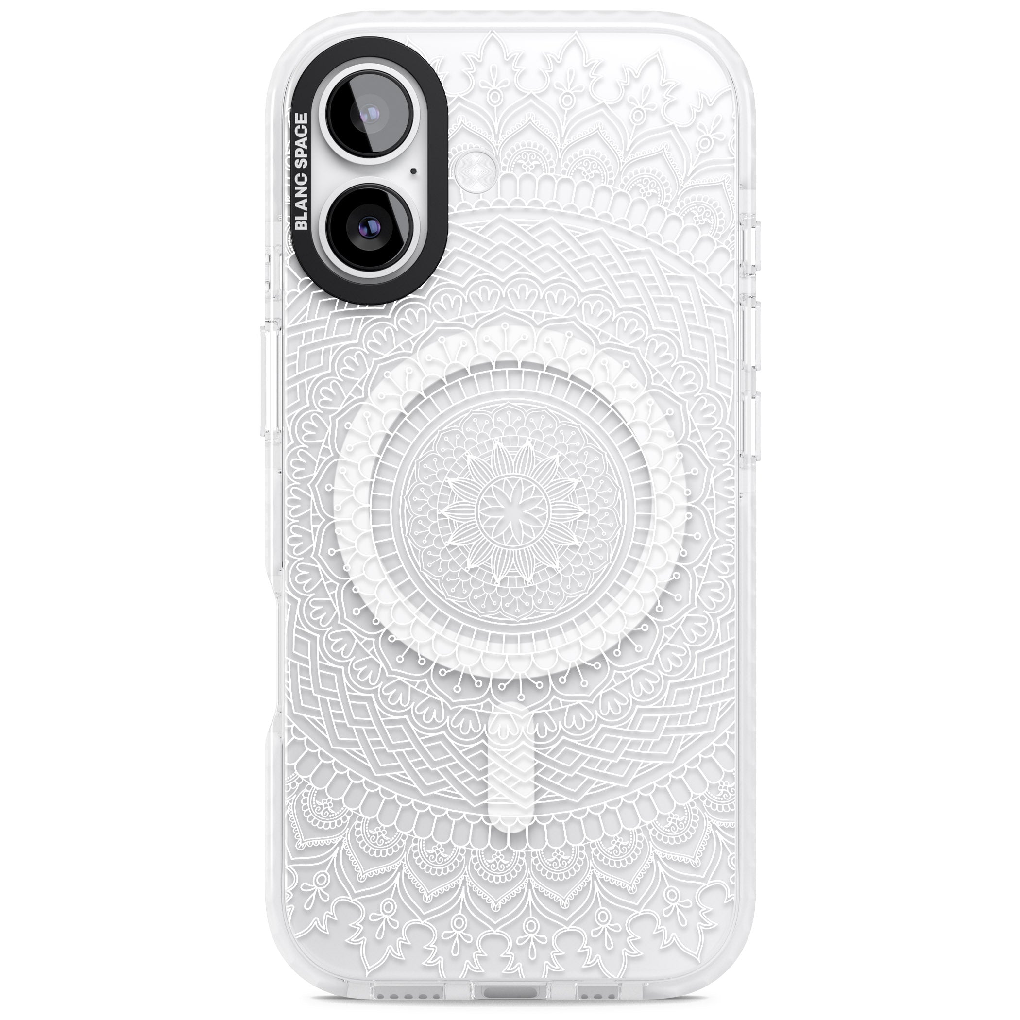 Intricate White Mandala iPhone 17 Impact Pro Clear Phone Case