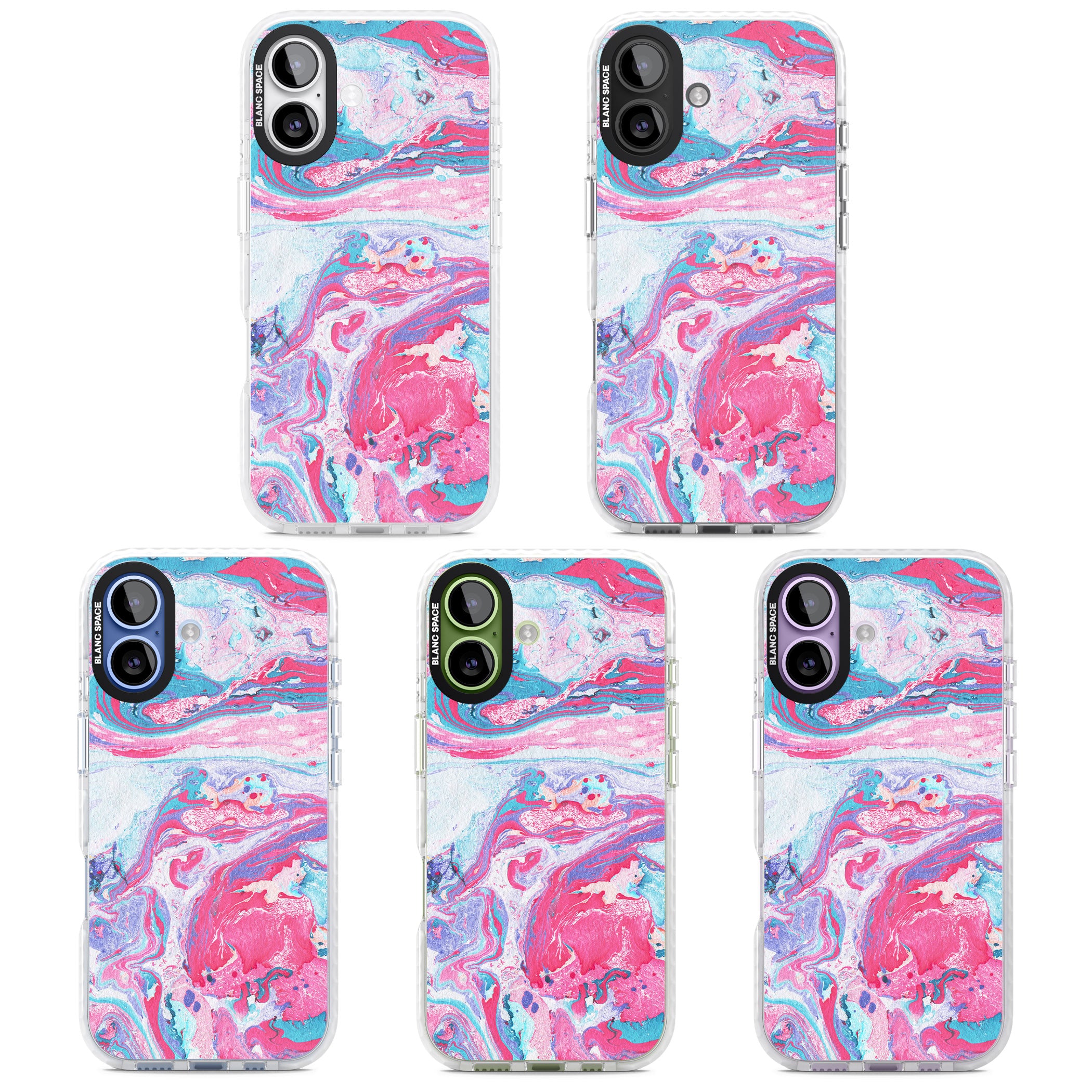 Pink, Blue & Purple Marbled Paper Pattern iPhone 17 Impact Pro Clear Phone Case APT Impact Protection