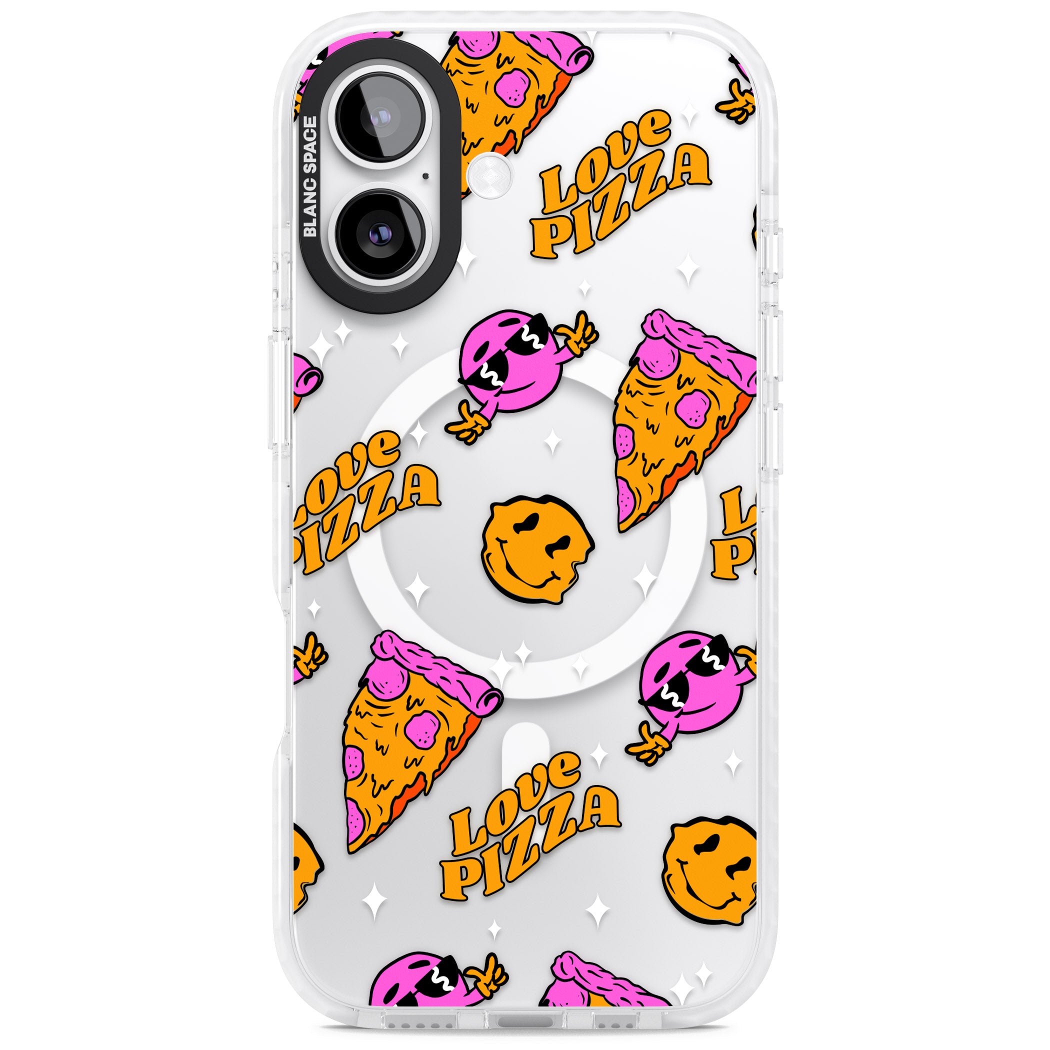Psychedelic Love Pizza Pattern (Clear) iPhone 17 Impact Pro Clear Phone Case