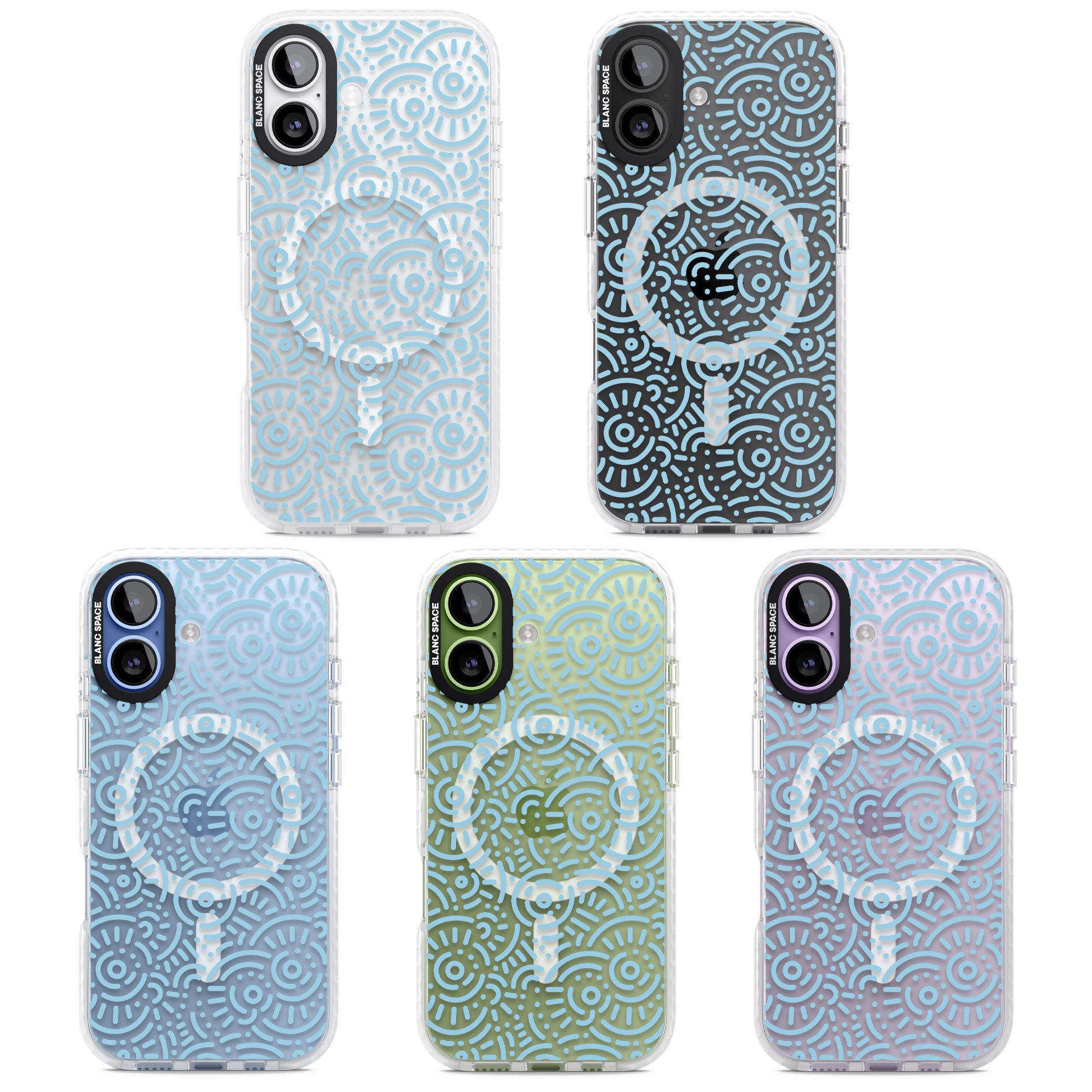 Light Blue Retro Pattern iPhone 17 Impact Pro Clear Phone Case APT Impact Protection