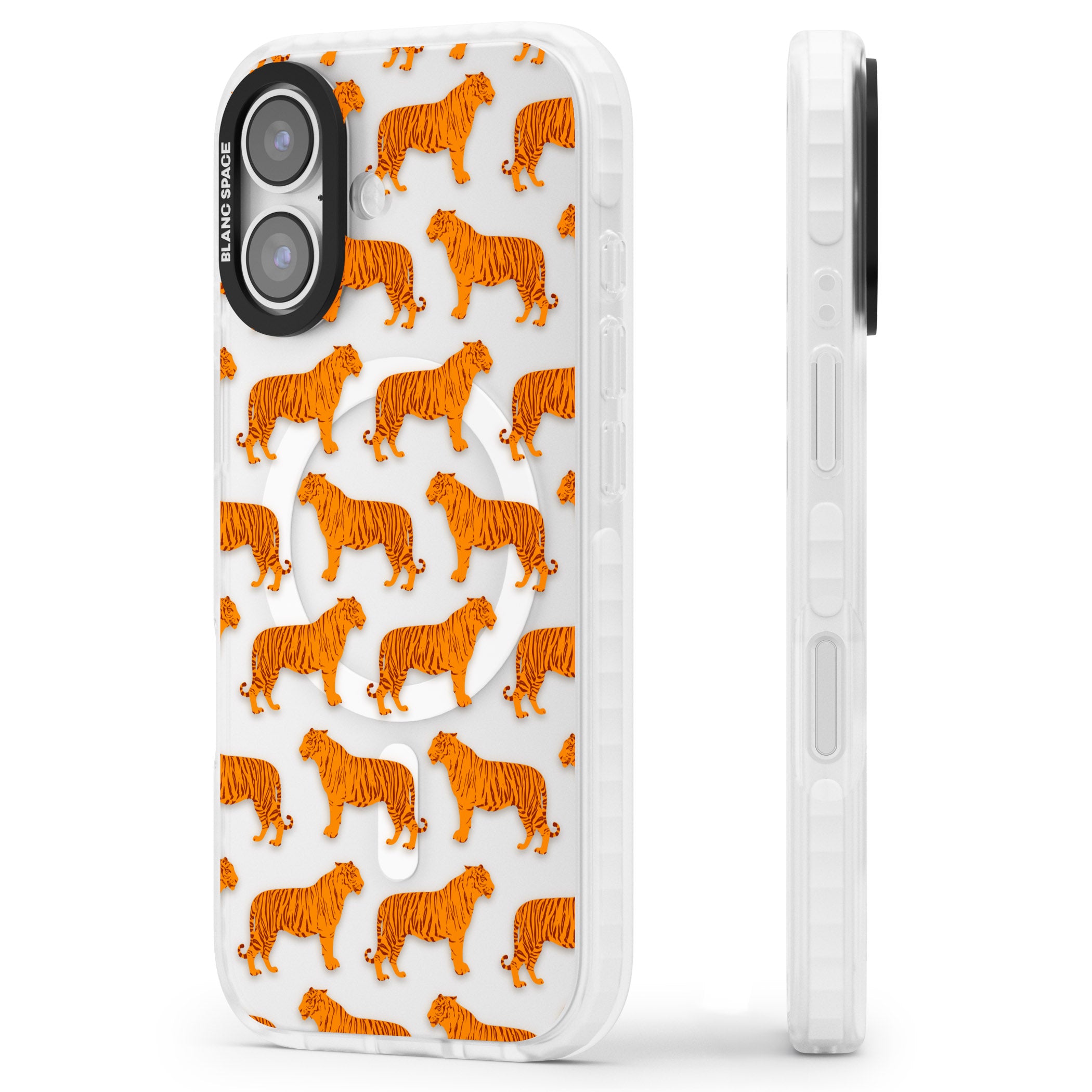 Tiger Pattern iPhone 17 Impact Pro Clear Phone Case Side Profile
