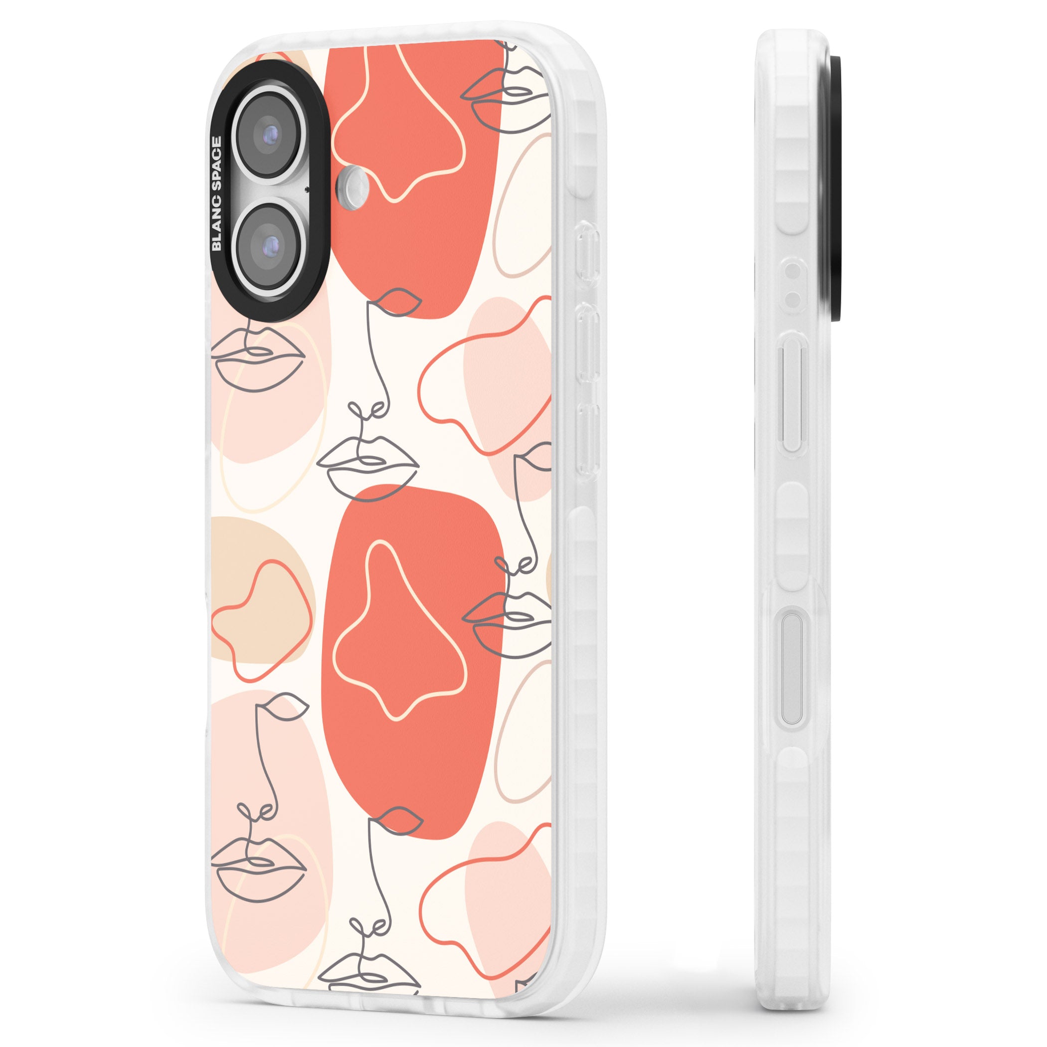 Abstract Face Line Art iPhone 17 Impact Pro Clear Phone Case Side Profile