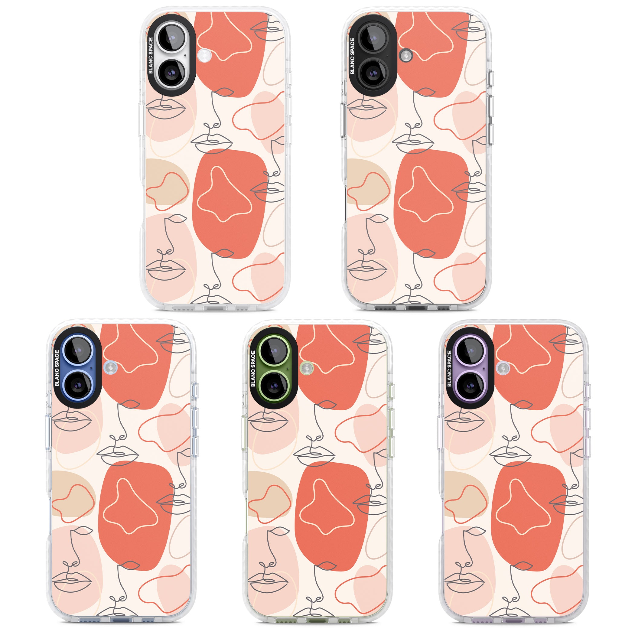 Abstract Face Line Art iPhone 17 Impact Pro Clear Phone Case APT Impact Protection