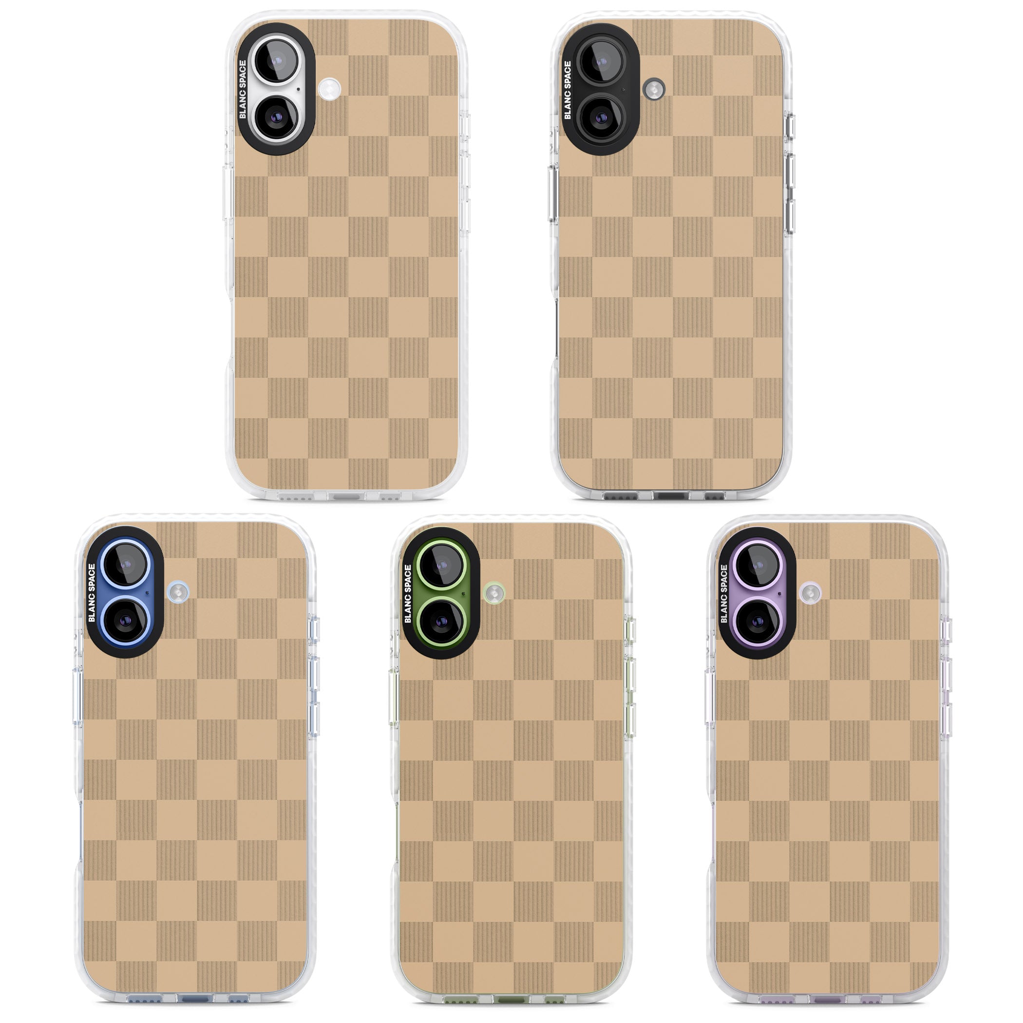 Beige Checkered iPhone 17 Impact Pro Clear Phone Case APT Impact Protection