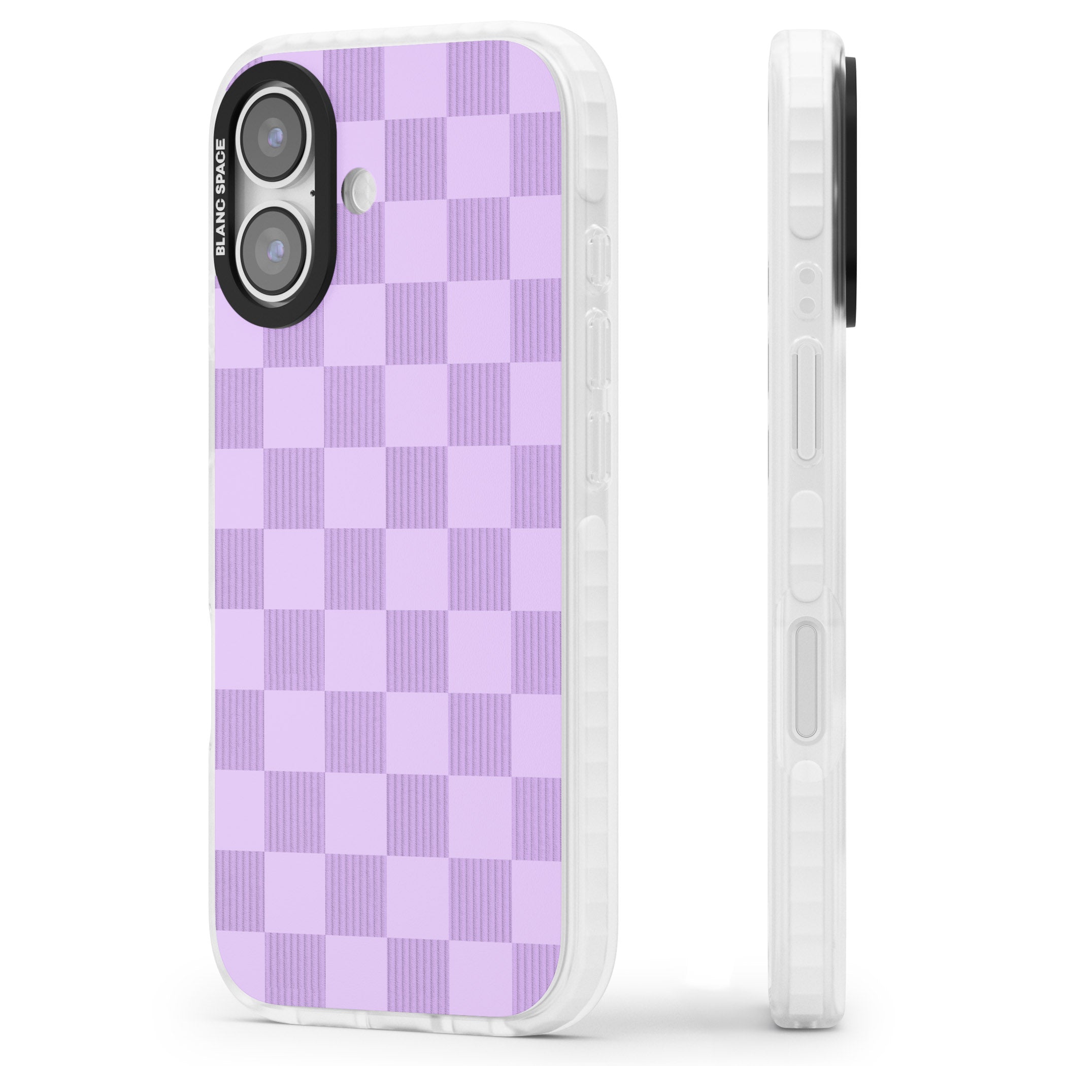 Lilac Checkered iPhone 17 Impact Pro Clear Phone Case Side Profile