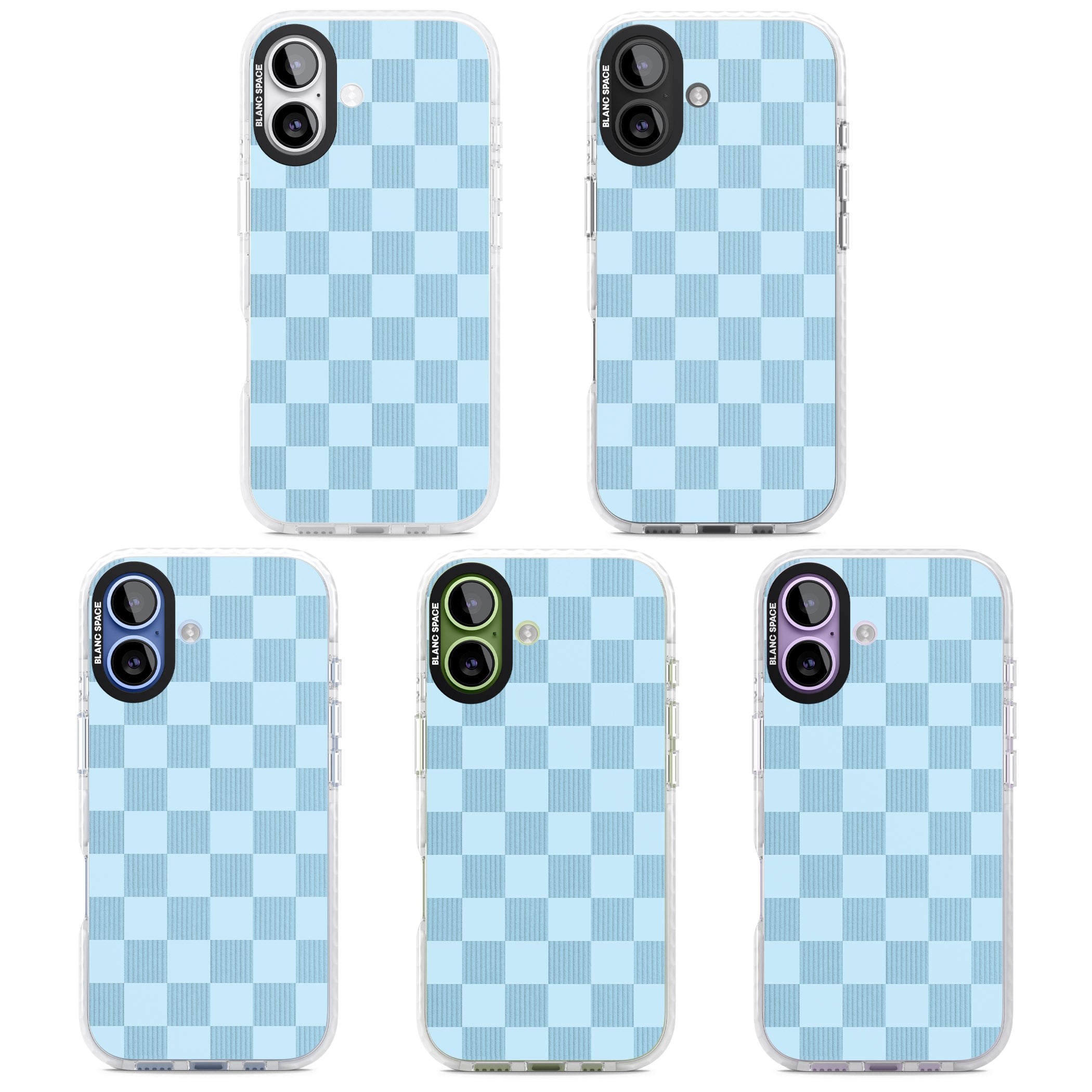 Skyblue Checkered iPhone 17 Impact Pro Clear Phone Case APT Impact Protection