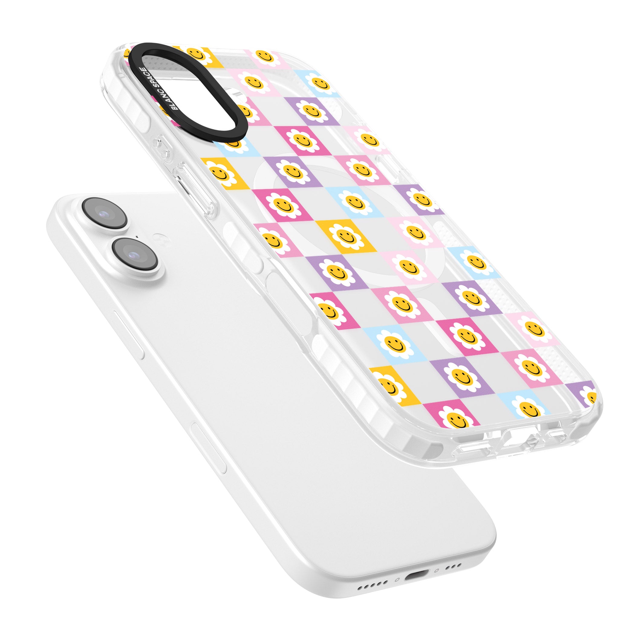 Daisy Squares Pattern iPhone 17 Impact Pro Clear Phone Case Colours