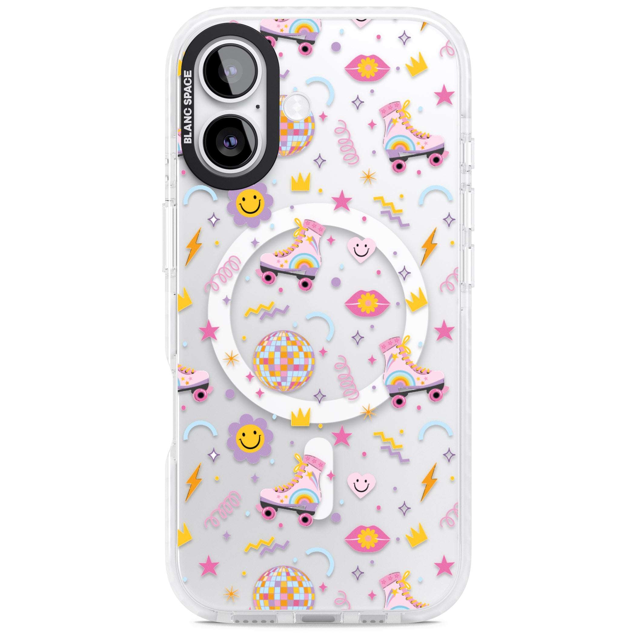 Roller Disco Pattern iPhone 17 Impact Pro Clear Phone Case