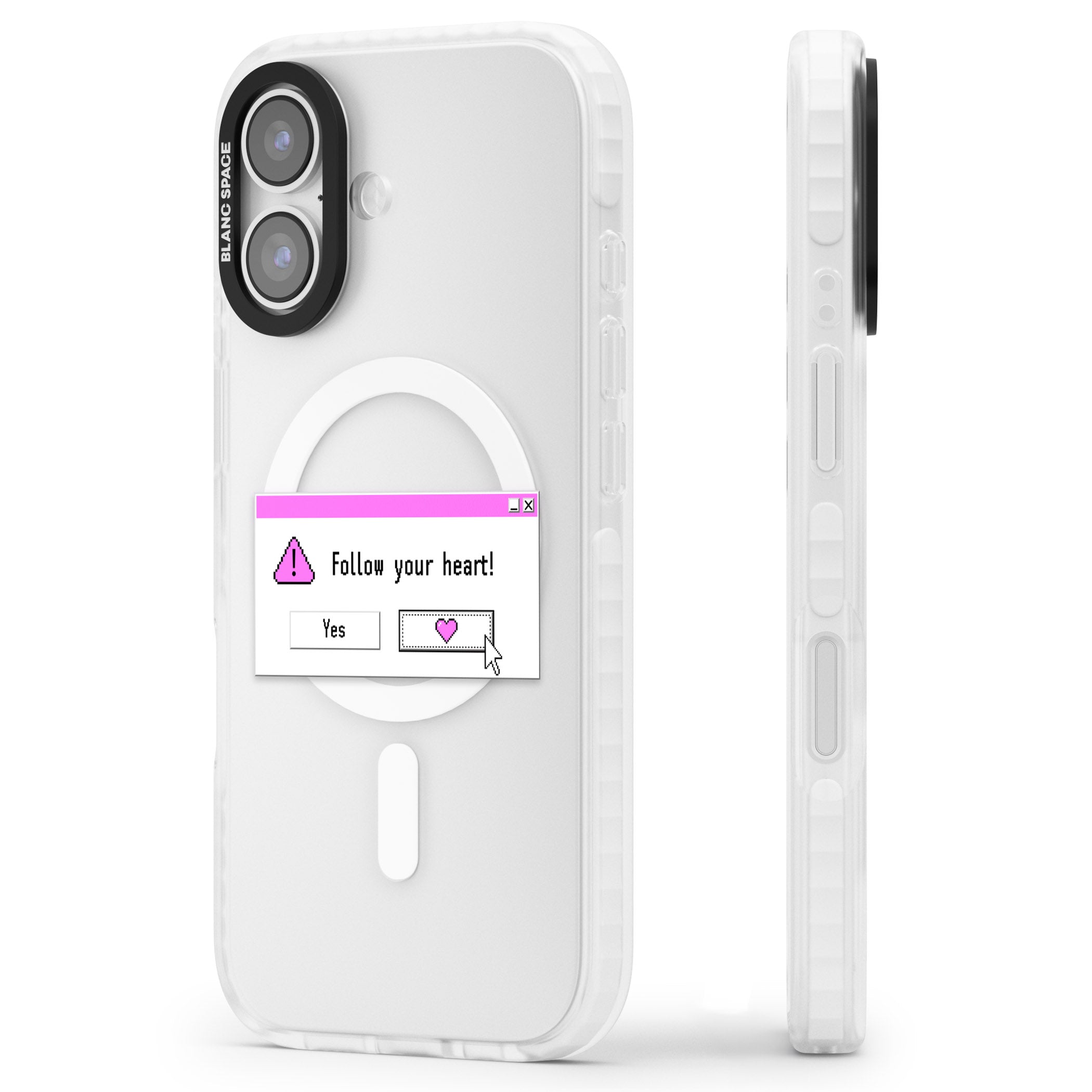 Follow Your Heart.Exe iPhone 17 Impact Pro Clear Phone Case Side Profile