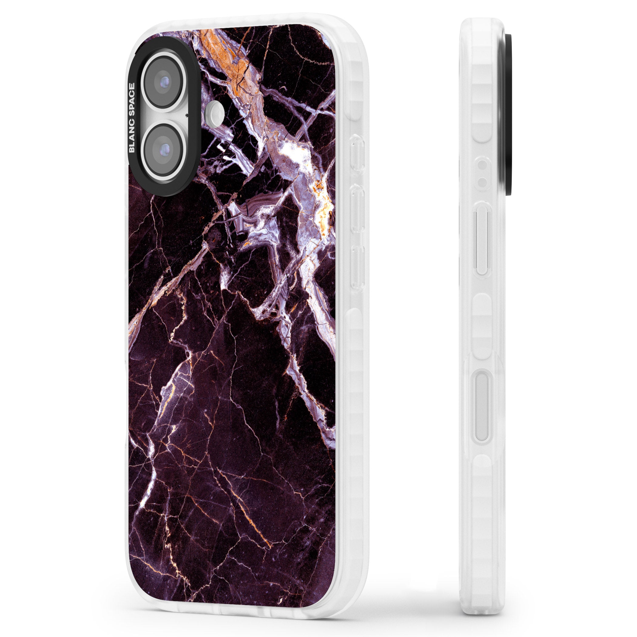 Violet Shatter Marble iPhone 17 Impact Pro Clear Phone Case Side Profile