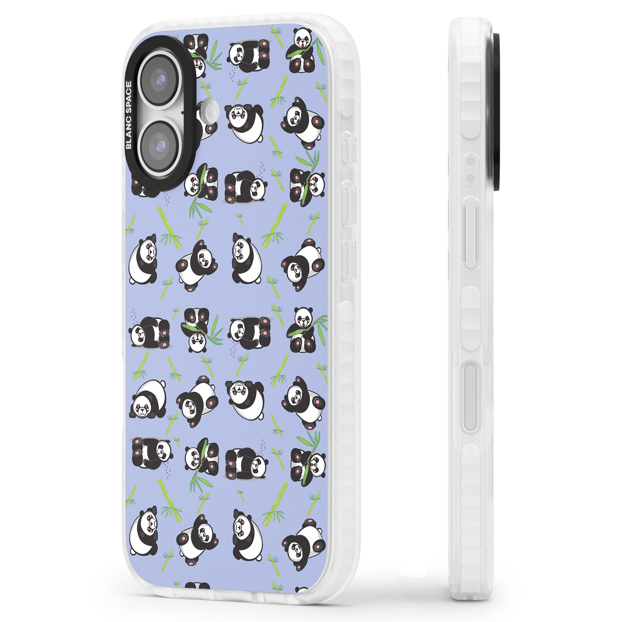 Panda Pattern iPhone 17 Impact Pro Clear Phone Case Side Profile