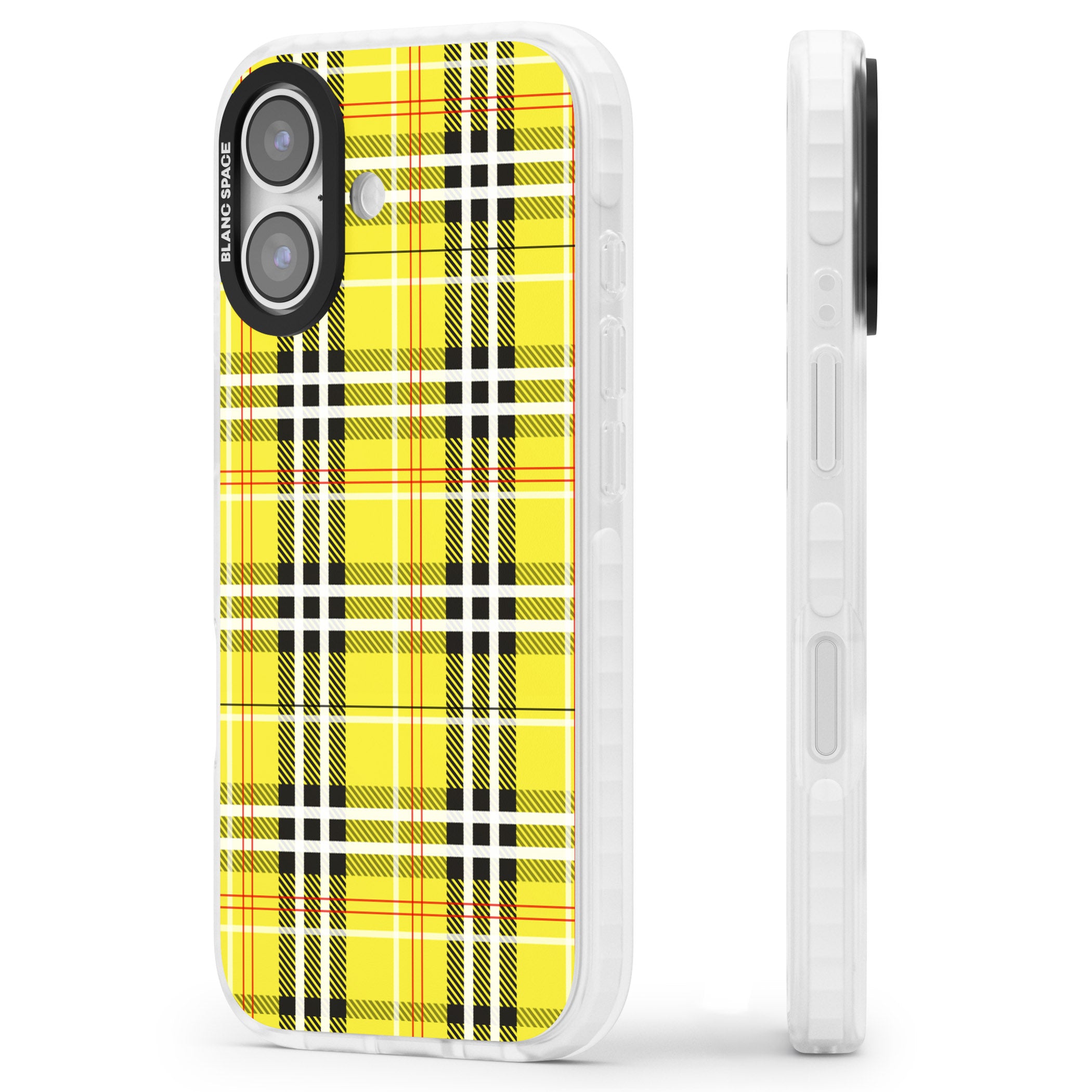 Yellow Plaid iPhone 17 Impact Pro Clear Phone Case Side Profile