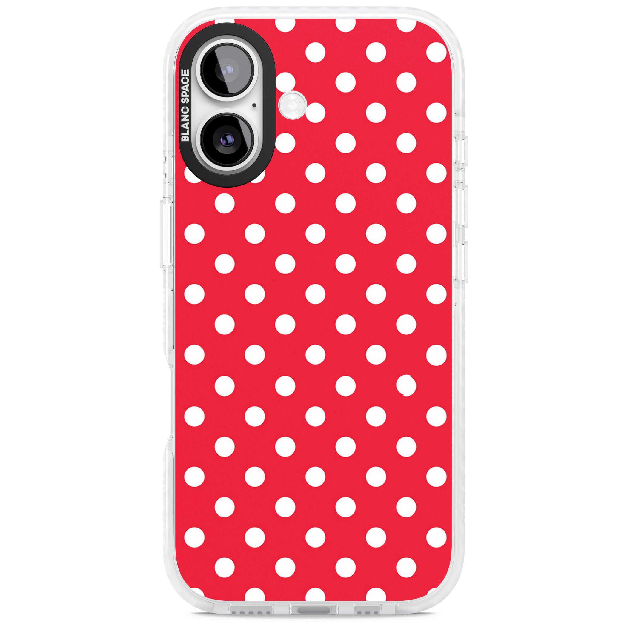 Designer Lava Red Polka Dot iPhone 17 Impact Pro Clear Phone Case