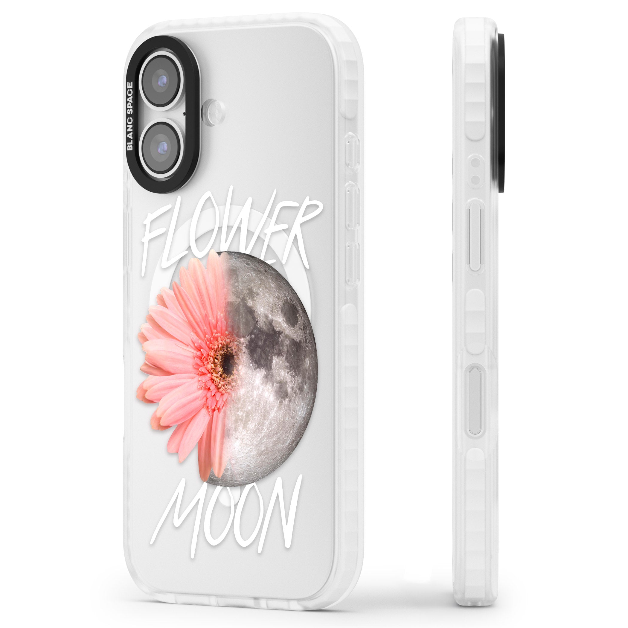 Flower Moon iPhone 17 Impact Pro Clear Phone Case Side Profile