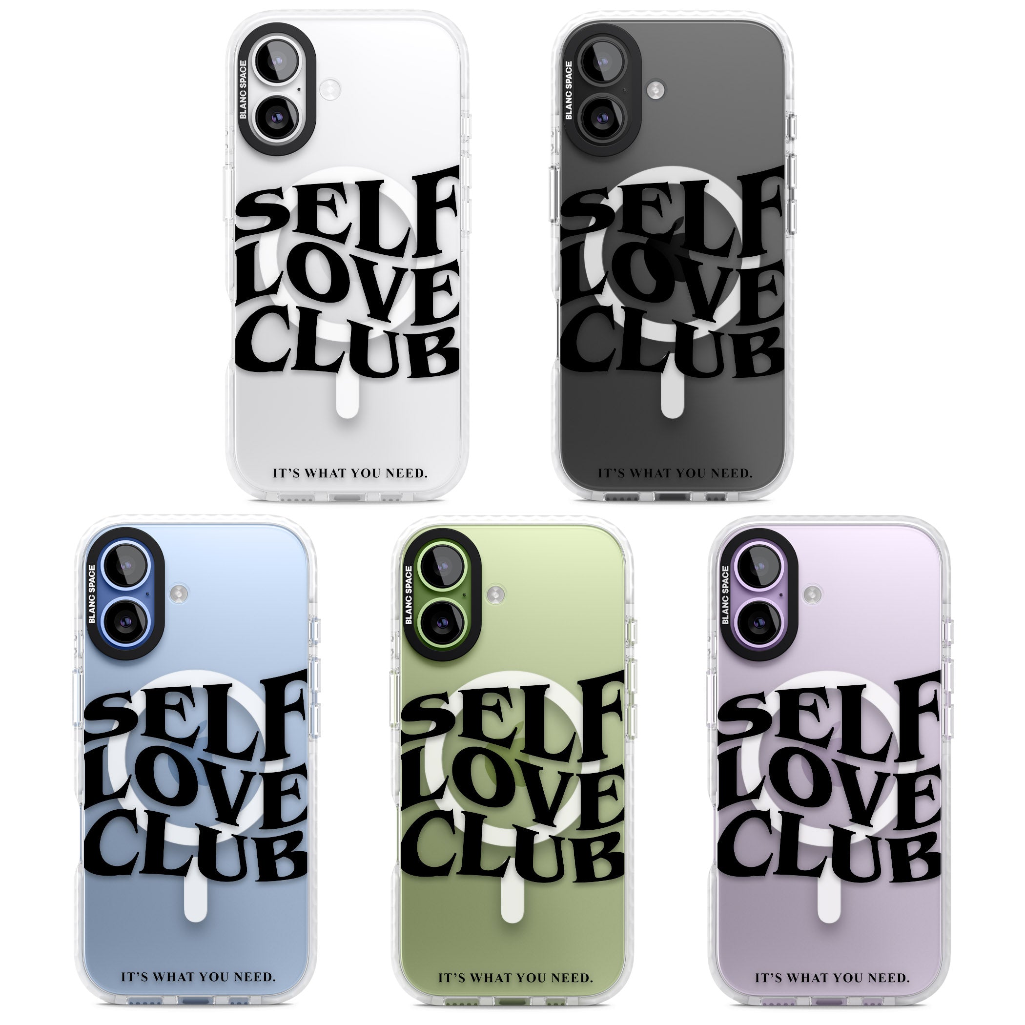 Self Love Club Black iPhone 17 Impact Pro Clear Phone Case APT Impact Protection