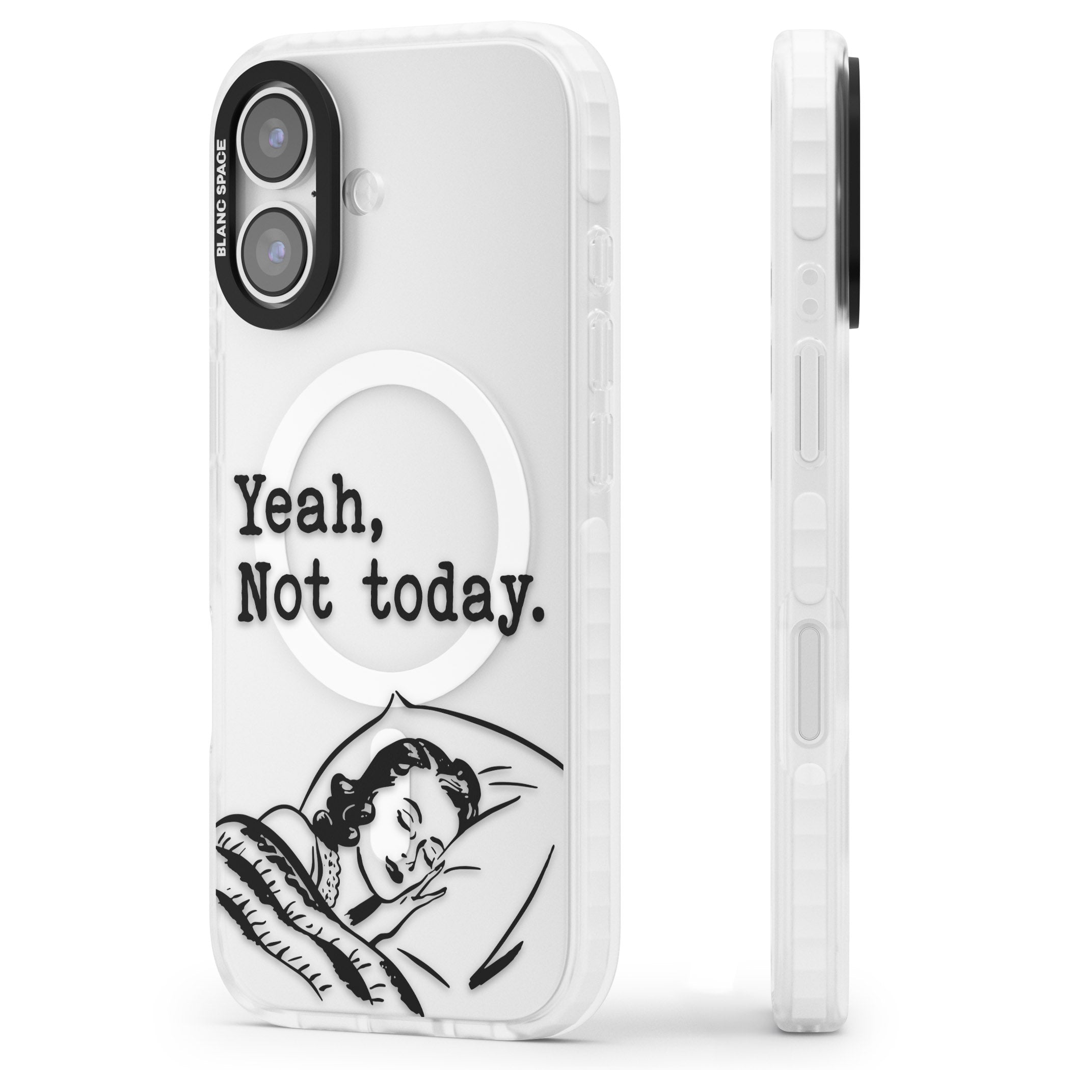 Yeah, Not Today iPhone 17 Impact Pro Clear Phone Case Side Profile