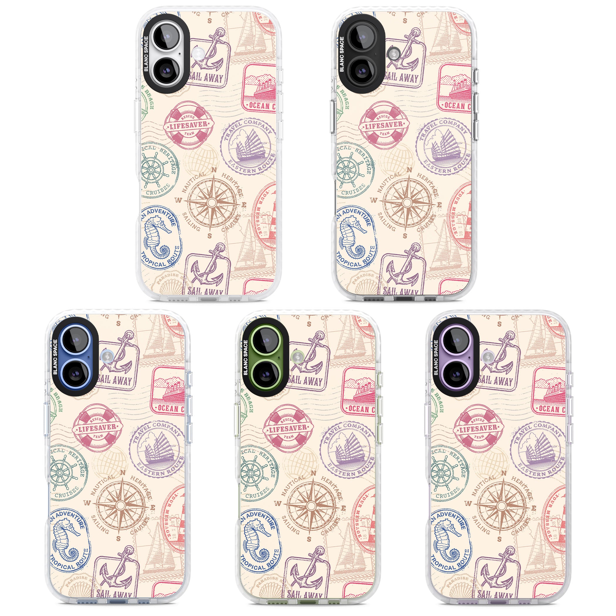 Nautical Stamps iPhone 17 Impact Pro Clear Phone Case APT Impact Protection