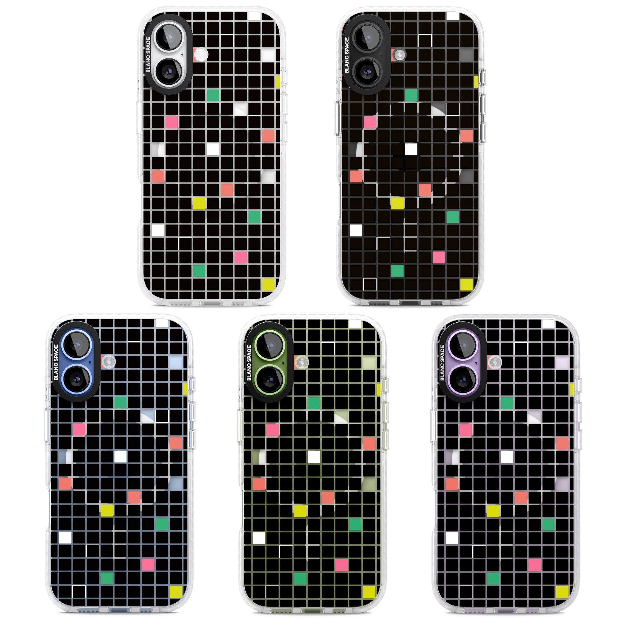 Vibrant Black Geometric Grid iPhone 17 Impact Pro Clear Phone Case APT Impact Protection