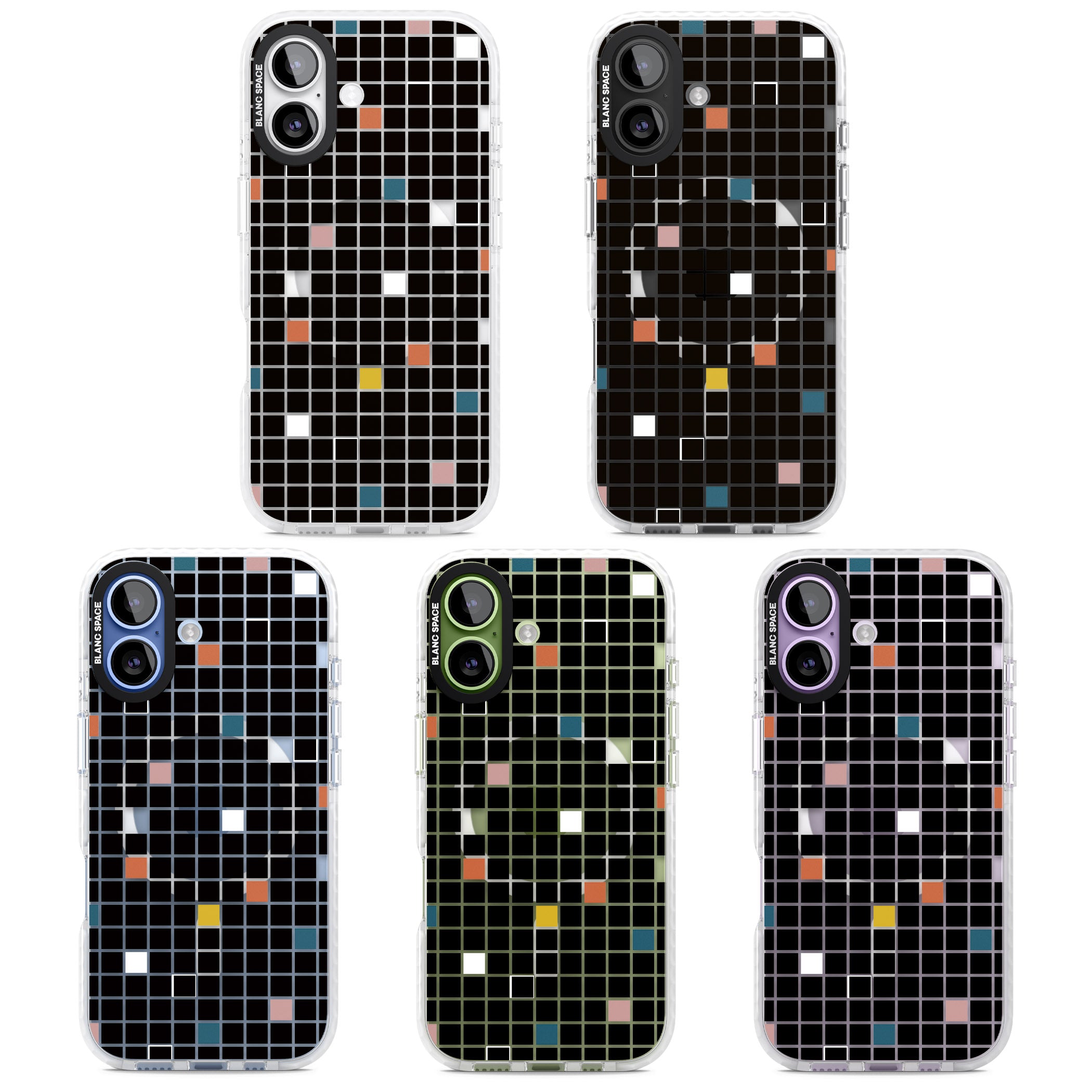 Earthtone Black Geometric Grid iPhone 17 Impact Pro Clear Phone Case APT Impact Protection