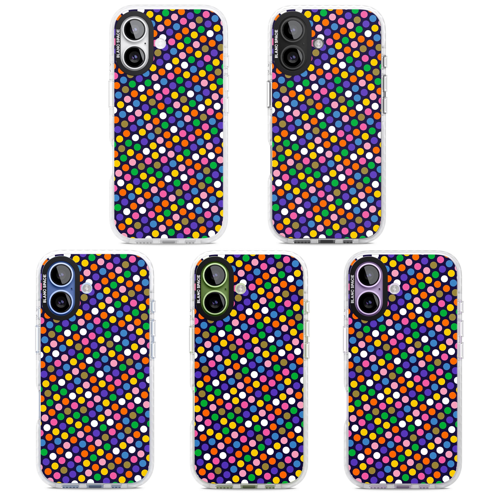 Multicolour Polka Dot Fiesta (Purple) iPhone 17 Impact Pro Clear Phone Case APT Impact Protection