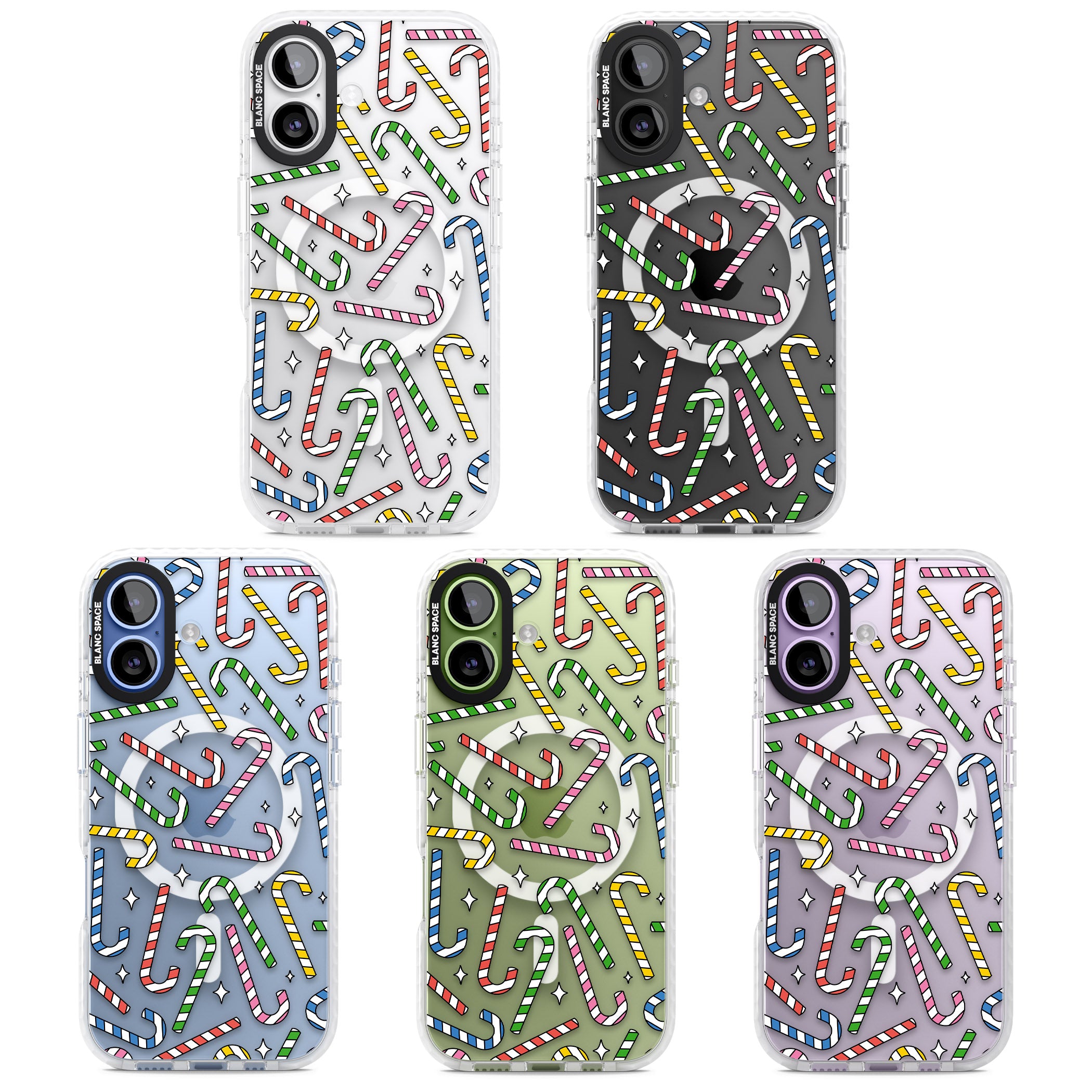 Colourful Stars & Candy Canes iPhone 17 Impact Pro Clear Phone Case APT Impact Protection