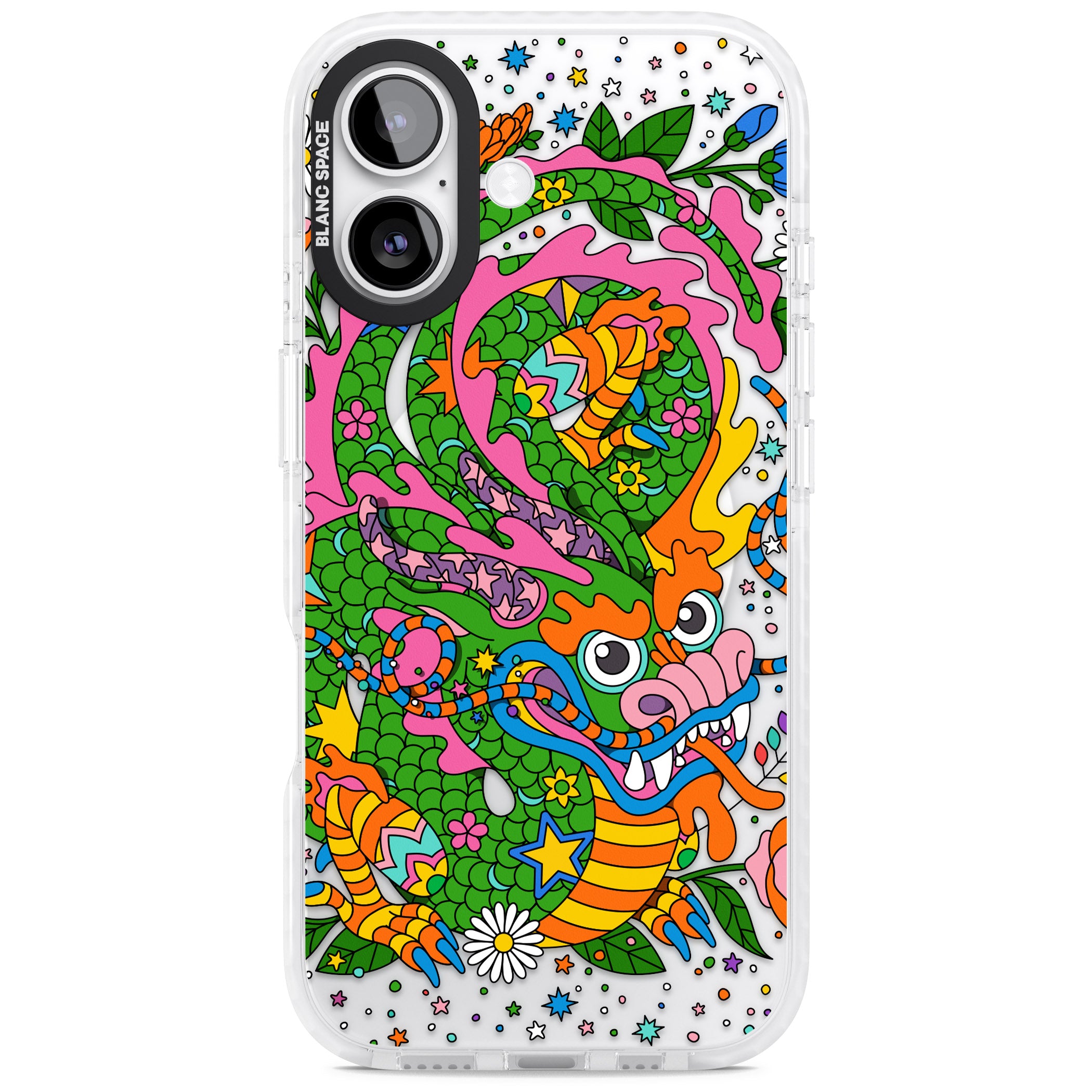 Psychedelic Jungle Dragon iPhone 17 Impact Pro Clear Phone Case