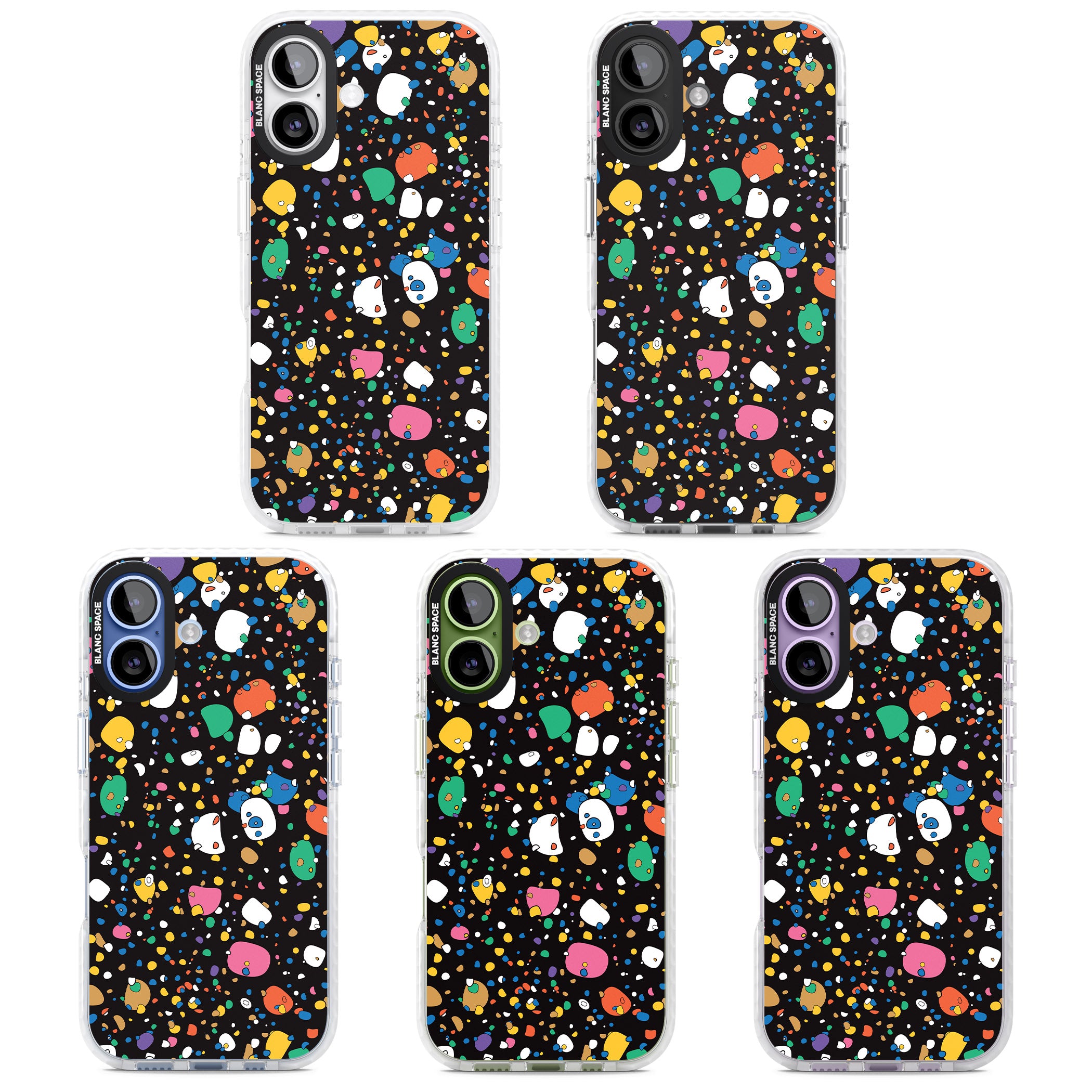 Colourful Confetti Pebbles (Black) iPhone 17 Impact Pro Clear Phone Case APT Impact Protection