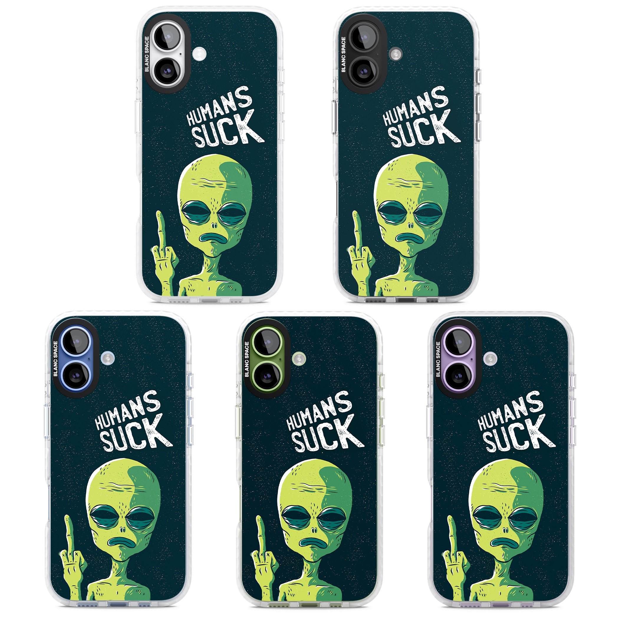 Humans Suck Alien iPhone 17 Impact Pro Clear Phone Case APT Impact Protection