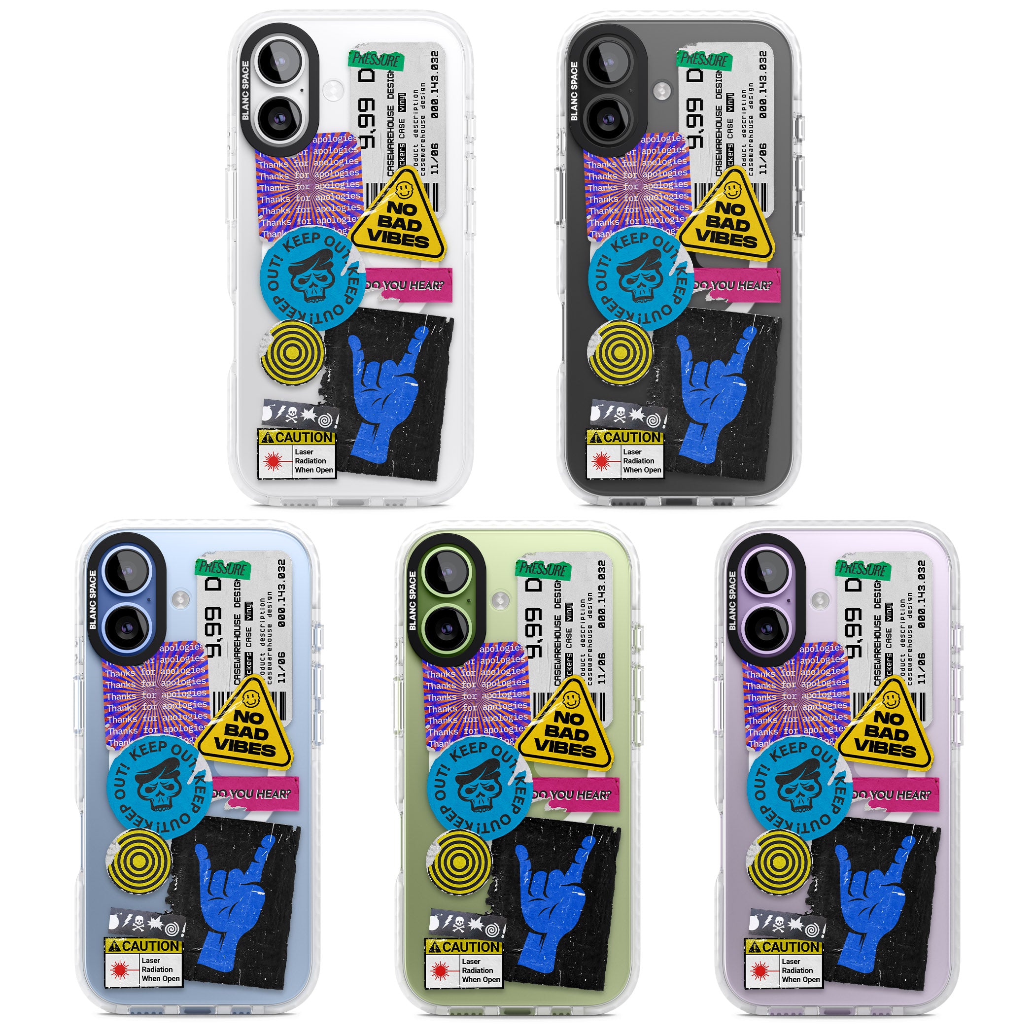 No Bad Vibes Sticker Mix iPhone 17 Impact Pro Clear Phone Case APT Impact Protection