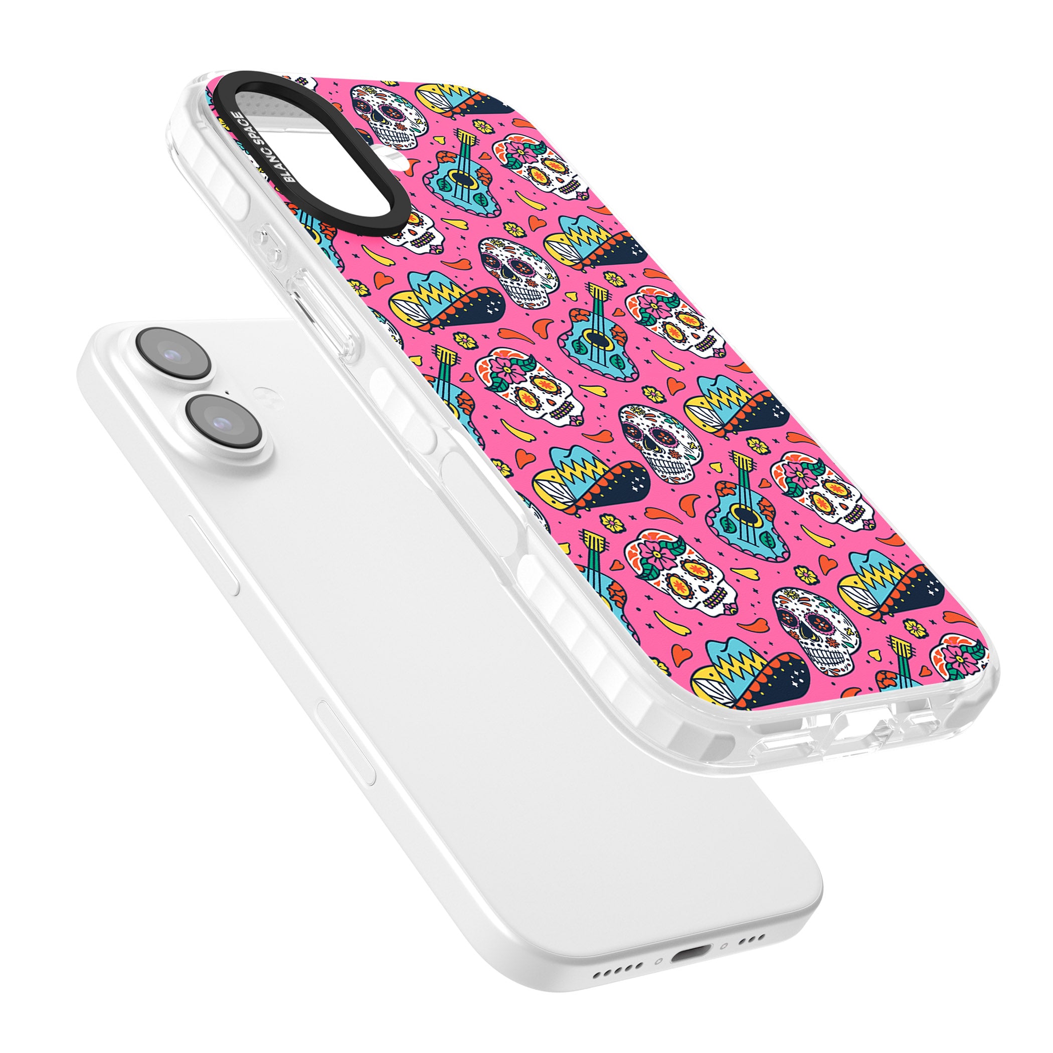 Pink Day Of The Dead Pattern iPhone 17 Impact Pro Clear Phone Case Colours