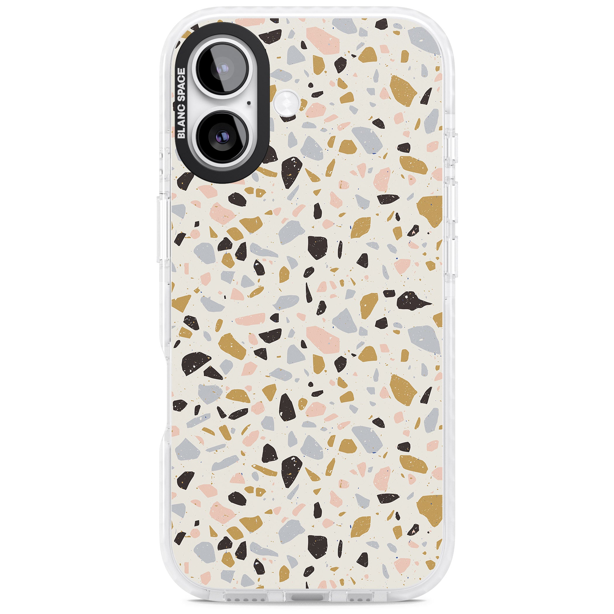 Pale Pink, Blue, & Mocha Terrazzo Pattern iPhone 17 Impact Pro Clear Phone Case