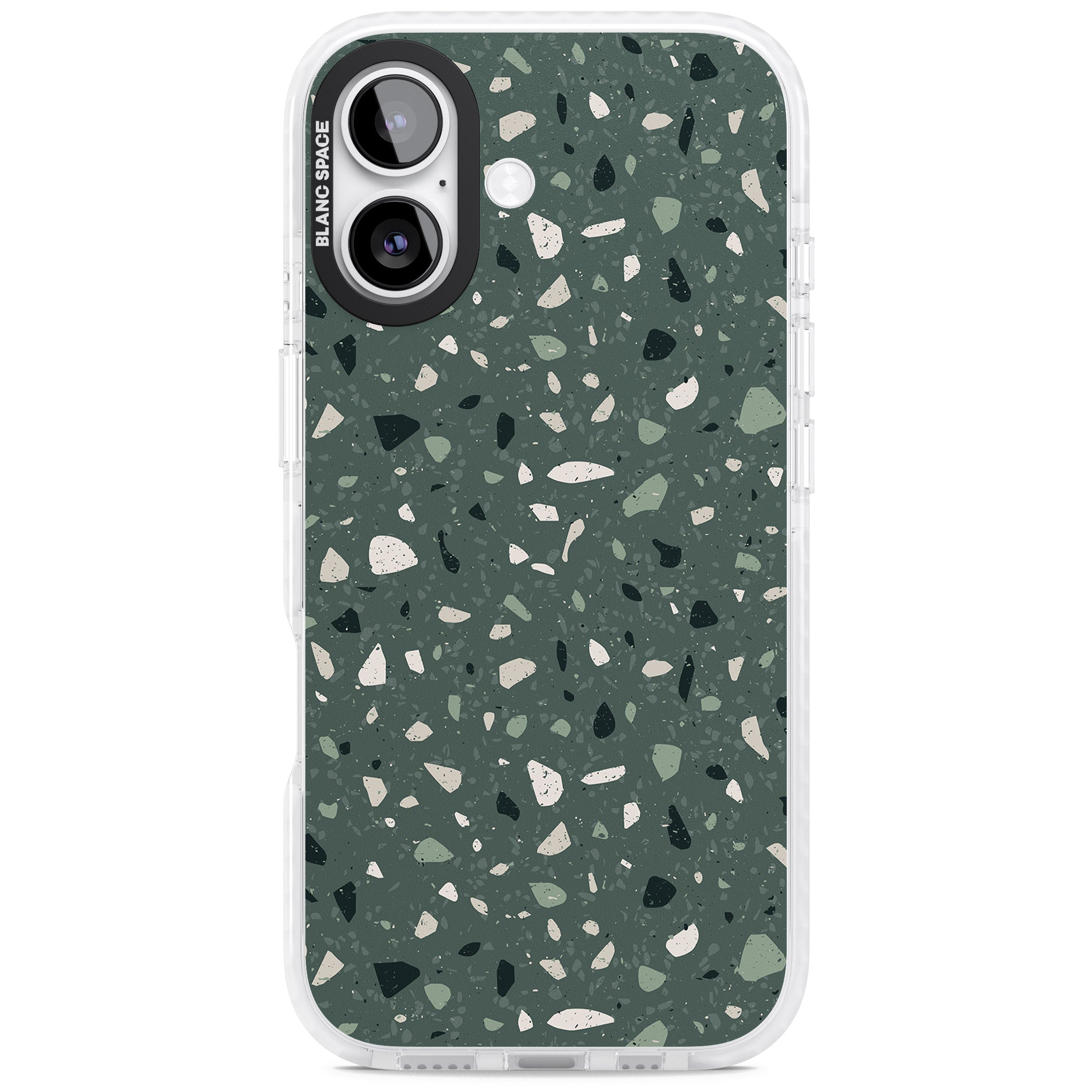 Green & Cream Terrazzo Pattern iPhone 17 Impact Pro Clear Phone Case